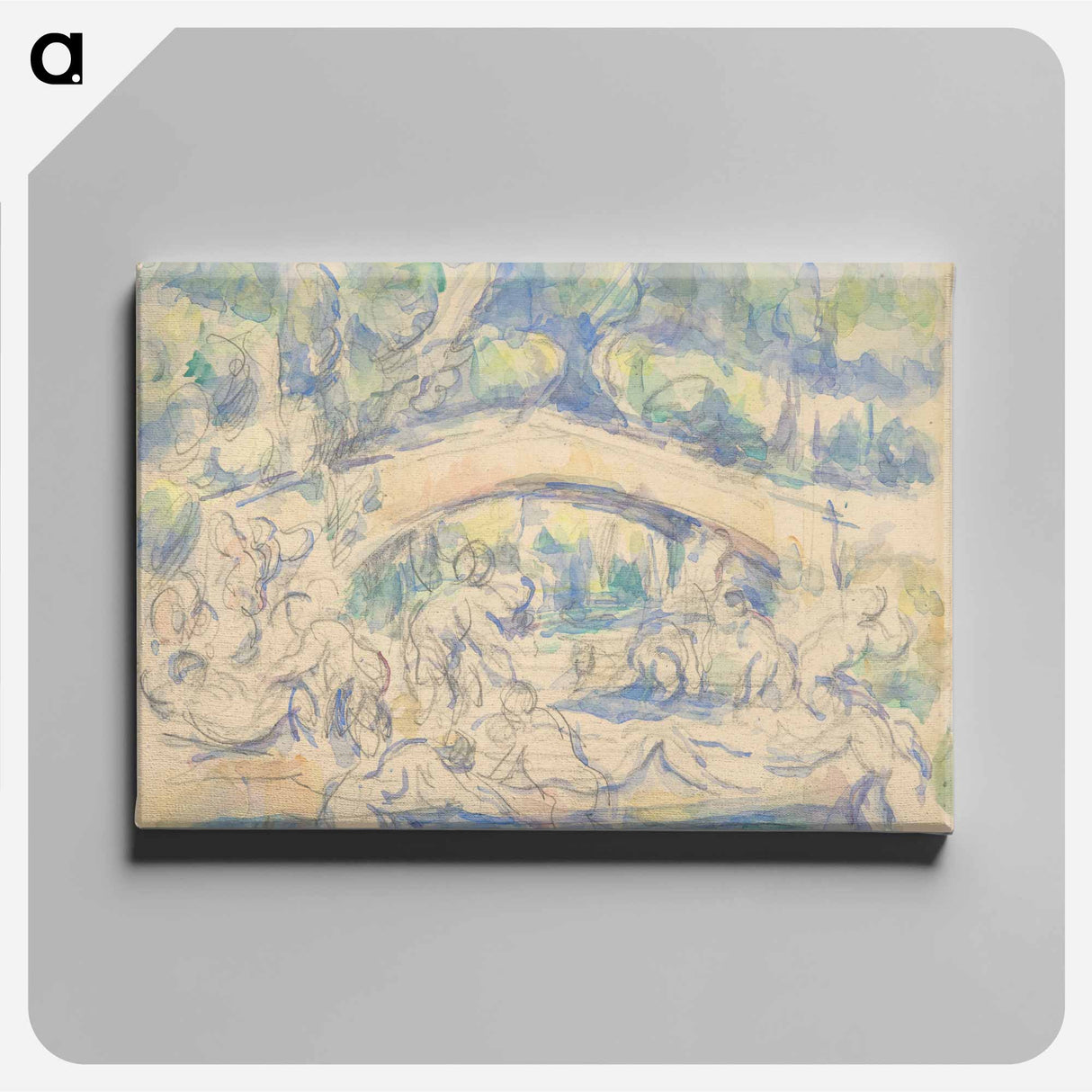 アートパネル-Bathers Under a Bridge; Study after Houdon's Ecorché - ポール セザンヌ Canvas.