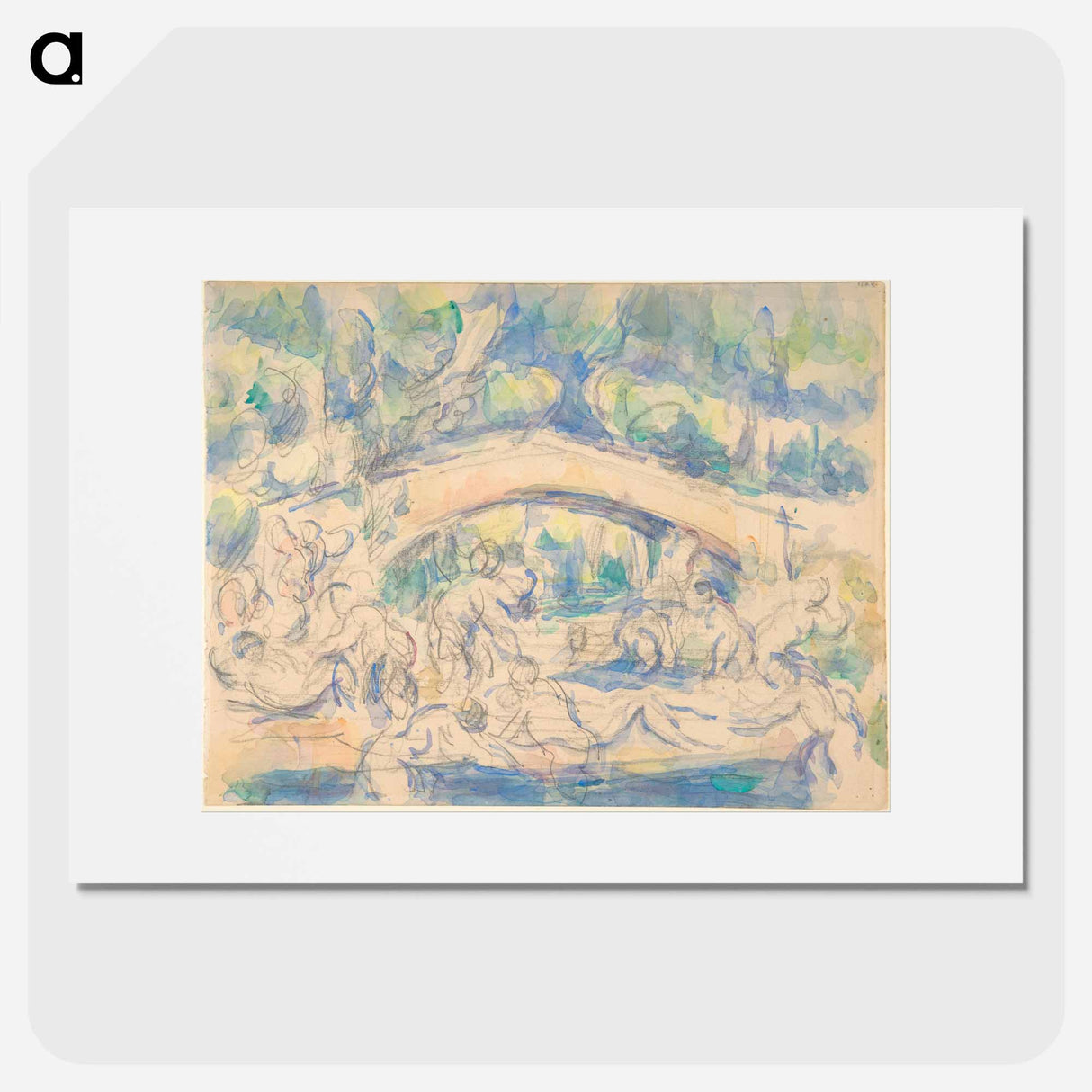 Bathers Under a Bridge; Study after Houdon's Ecorché - ポール セザンヌ Poster.