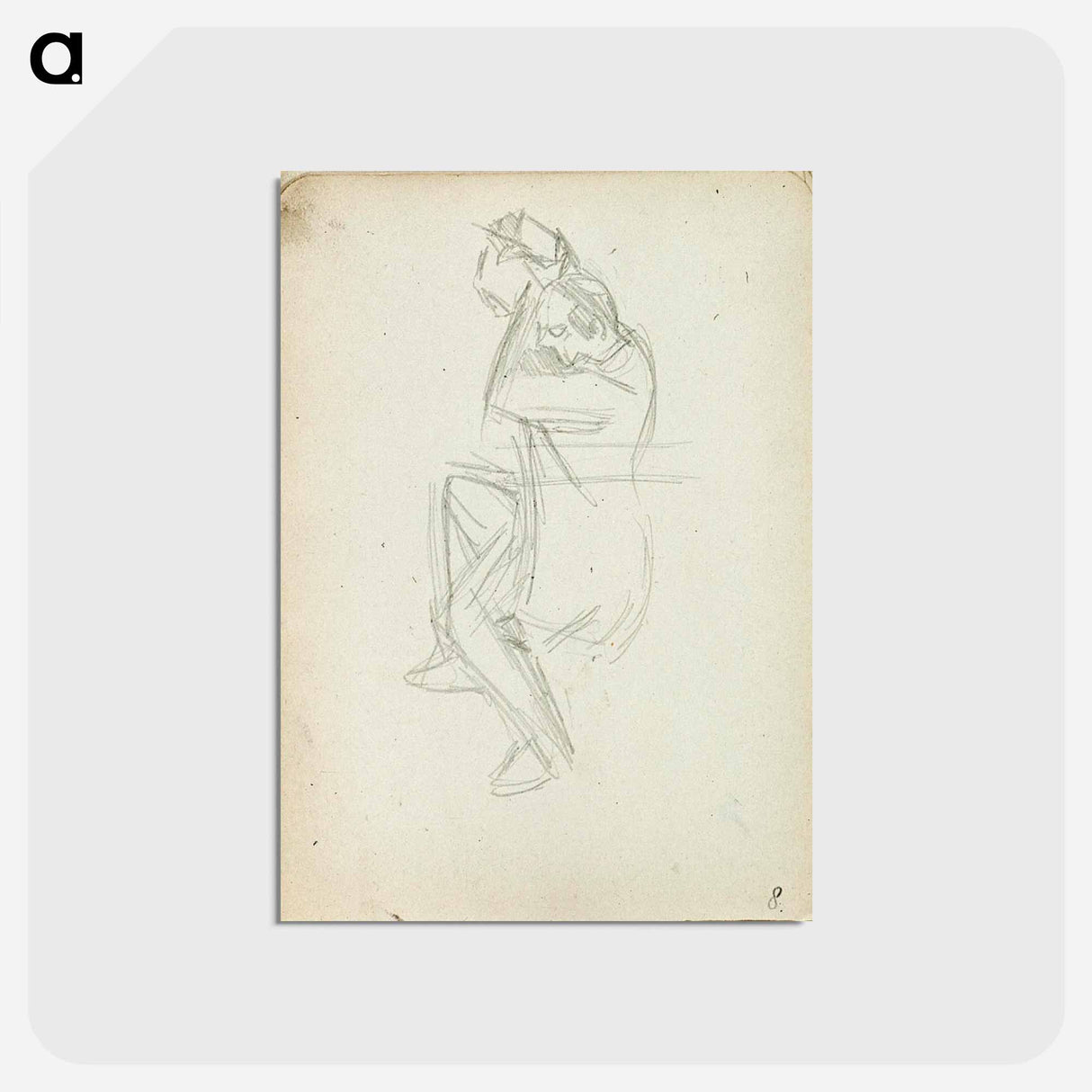 アートポストカード-Dancing man from sketchbook 60 - テオ ファン ドゥースブルフ Postcard.