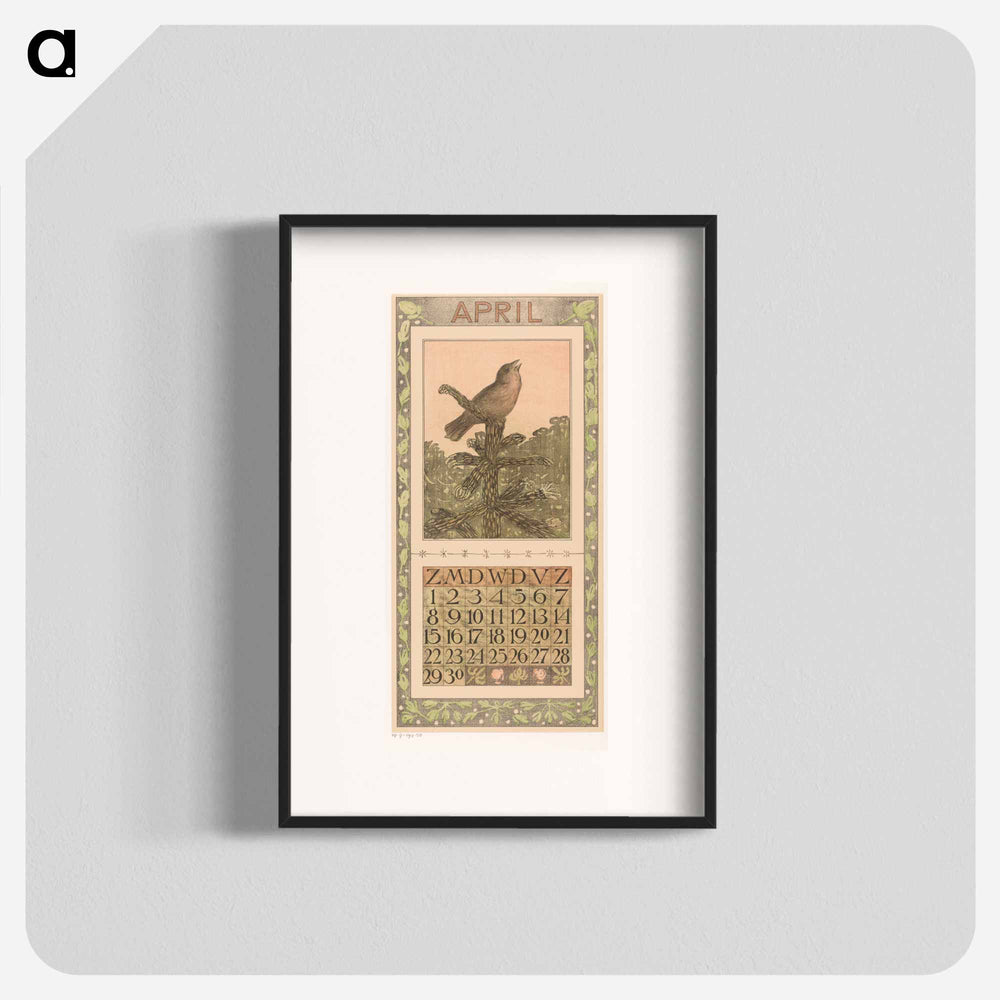 Calendar April with Zingenda Vogel - Theo Van Hoytema Poster.