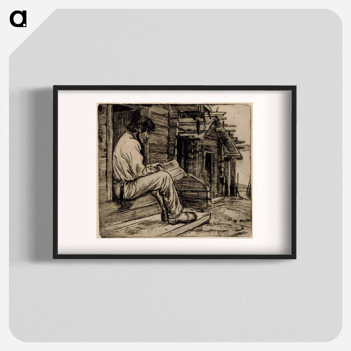 Suomalainen talonpoika lukemassa raamattua - アルバート エーデルフェルト Poster.