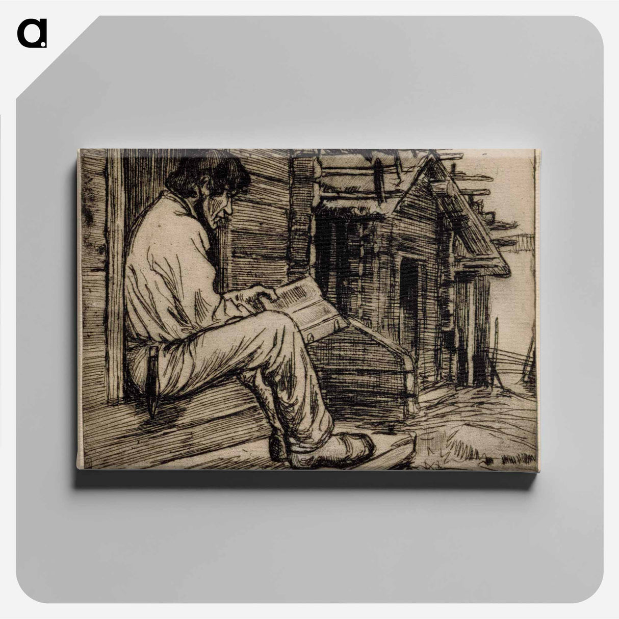 Suomalainen talonpoika lukemassa raamattua - アルバート エーデルフェルト Canvas.