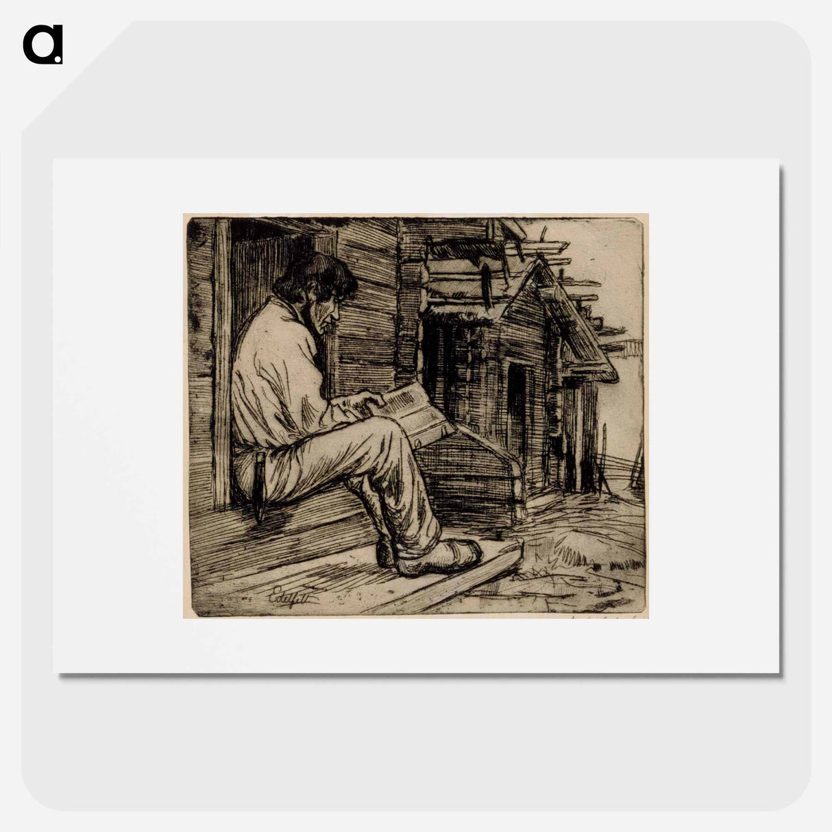 Suomalainen talonpoika lukemassa raamattua - アルバート エーデルフェルト Poster.