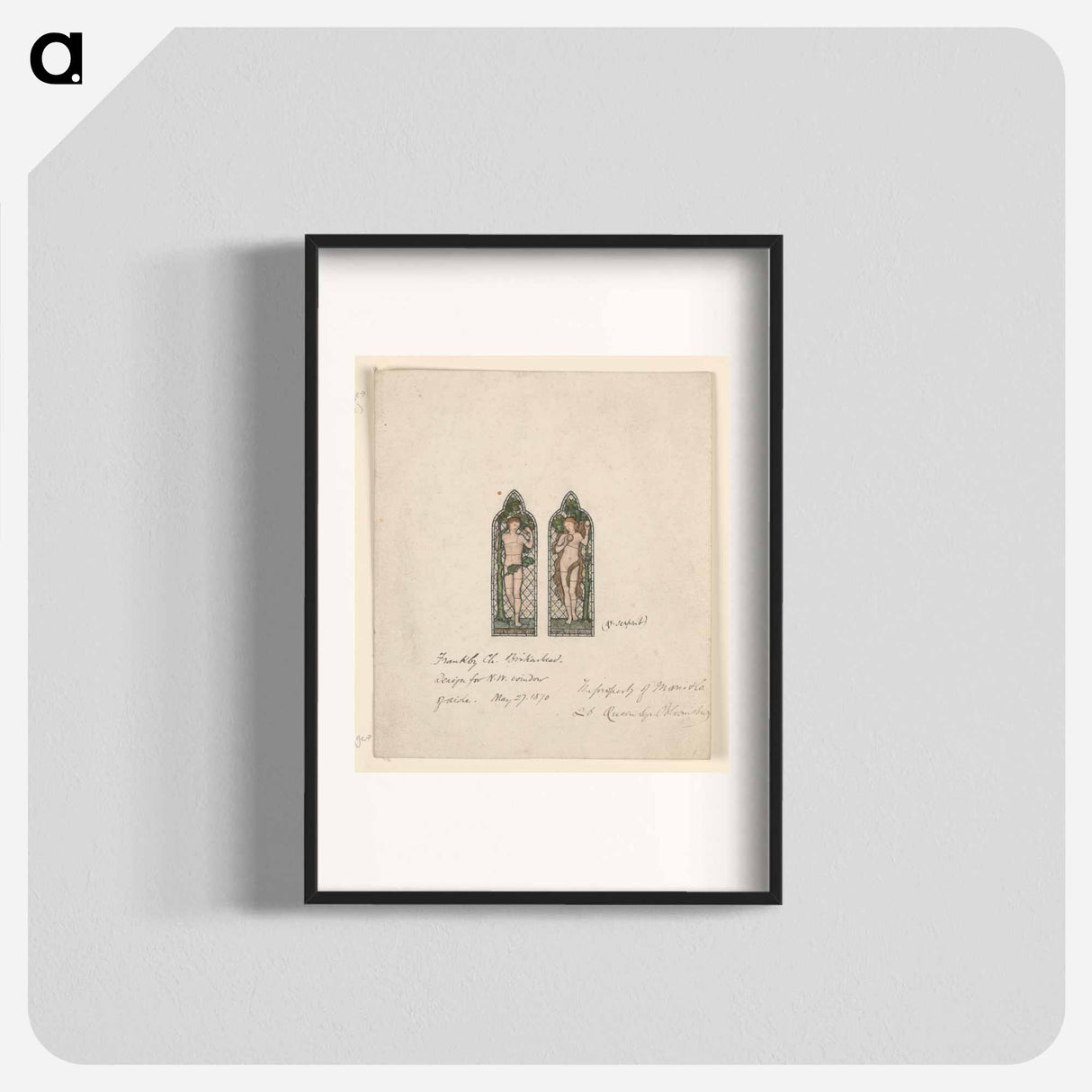 Adam and Eve, Design for Stained Glass Window, Frankby Church, Birkenhead (Cheshire), England - エドワード バーン ジョーンズ Poster.