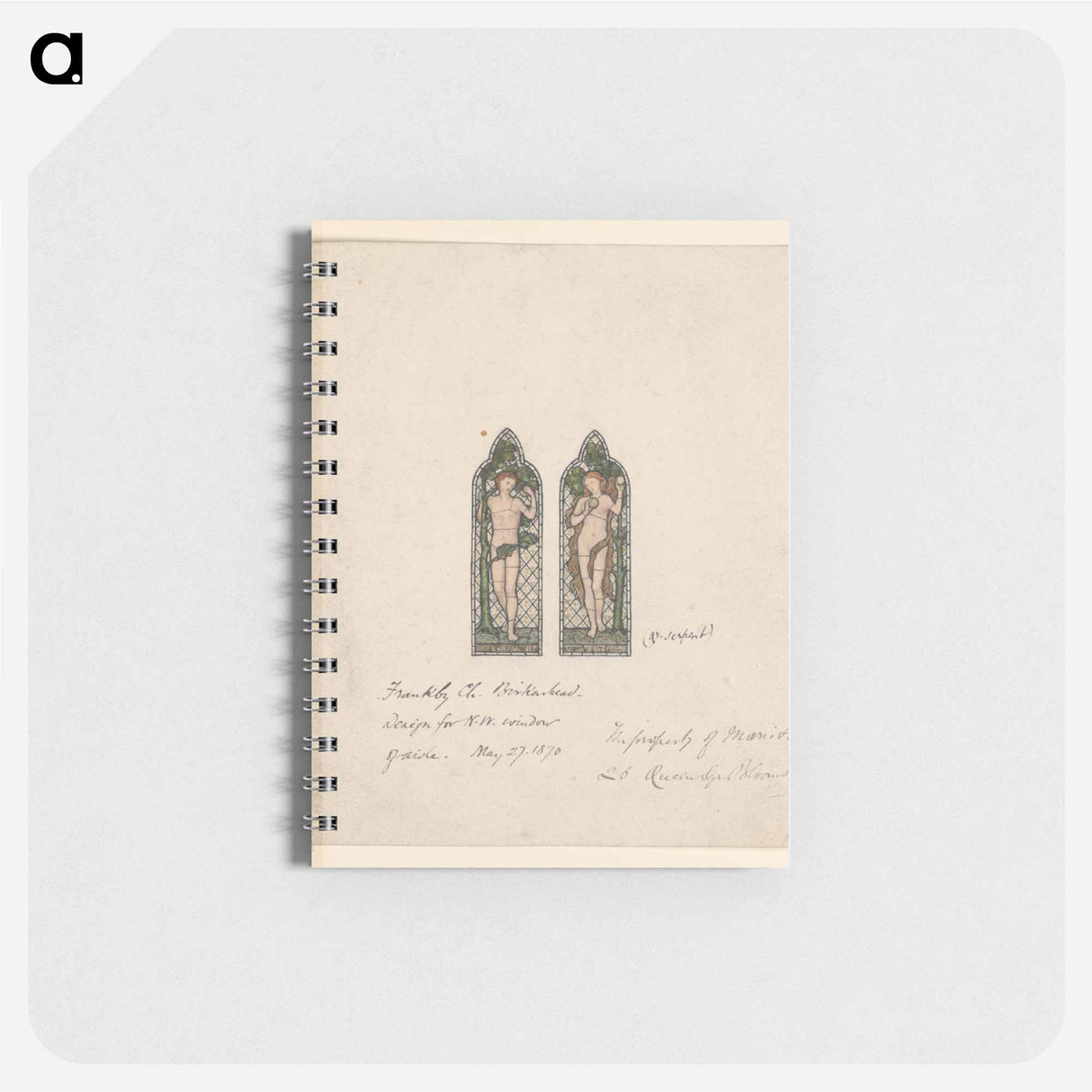 アートメモ帳-Adam and Eve, Design for Stained Glass Window, Frankby Church, Birkenhead (Cheshire), England - エドワード バーン ジョーンズ Memo.