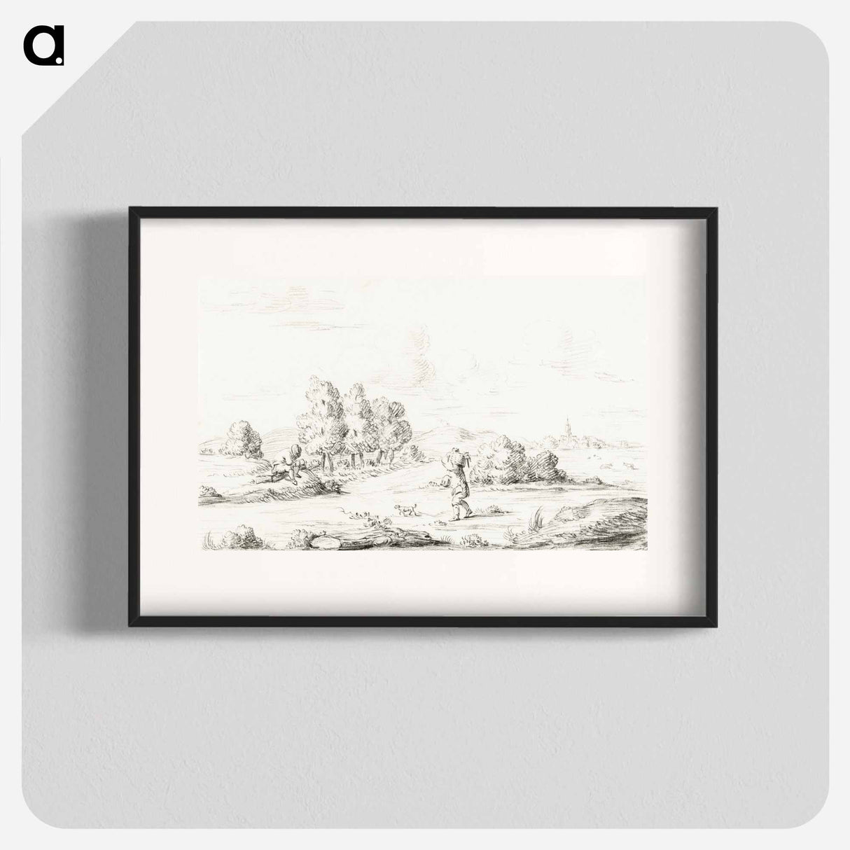 Landscape with two men - ジャン ベルナール Poster.