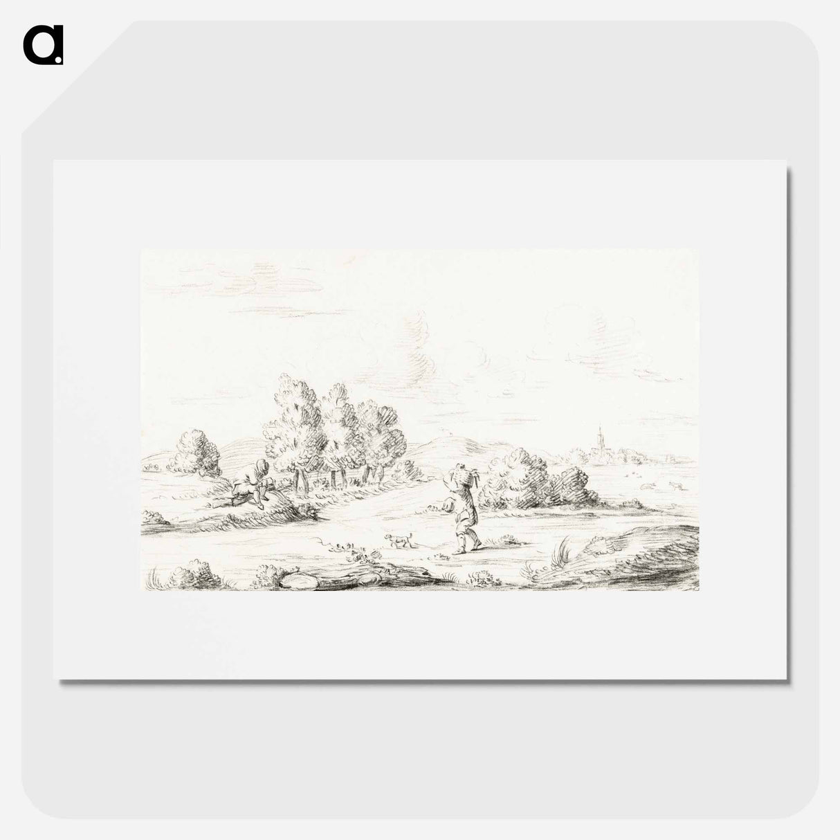 Landscape with two men - ジャン ベルナール Poster.