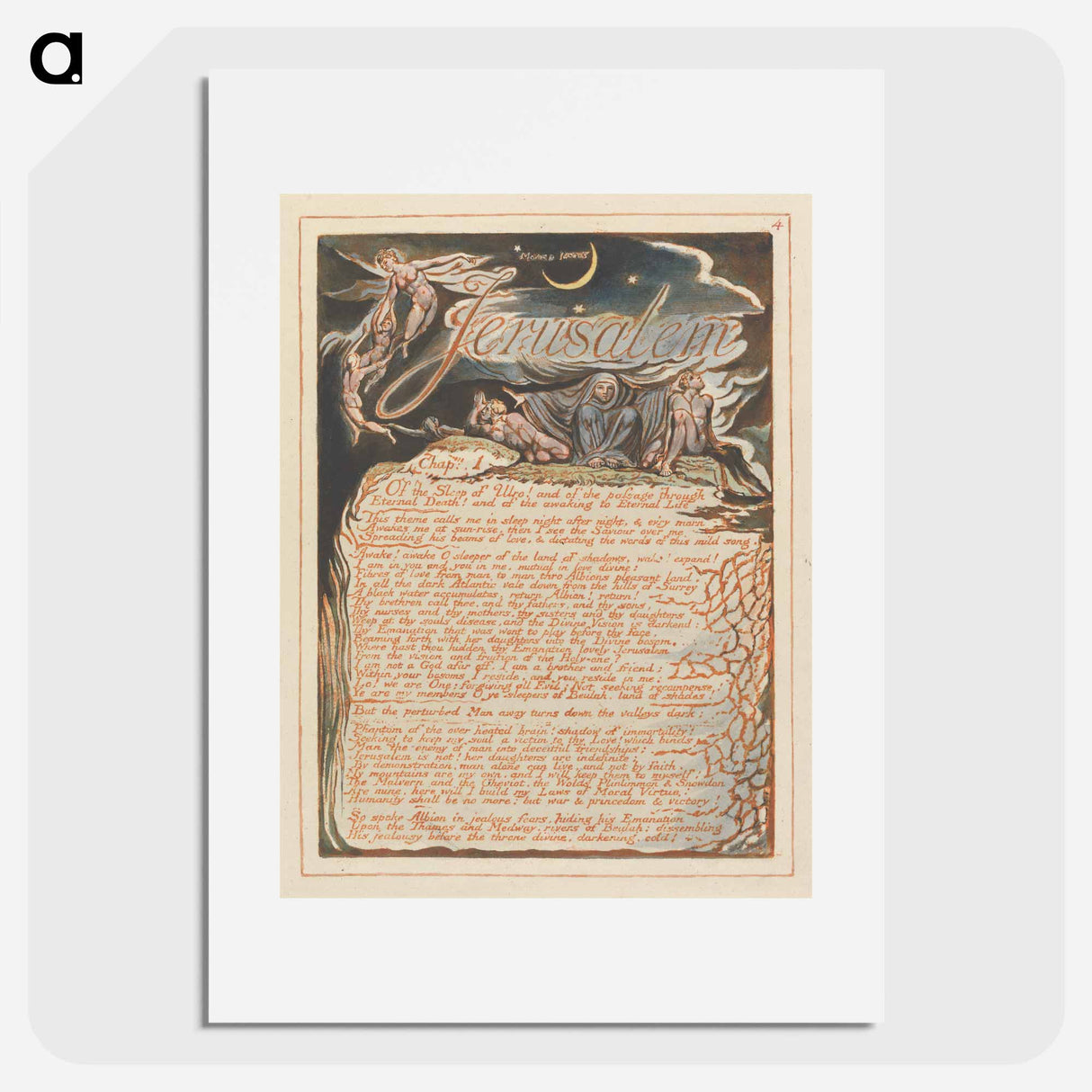Jerusalem, Plate 4 - William Blake Poster.