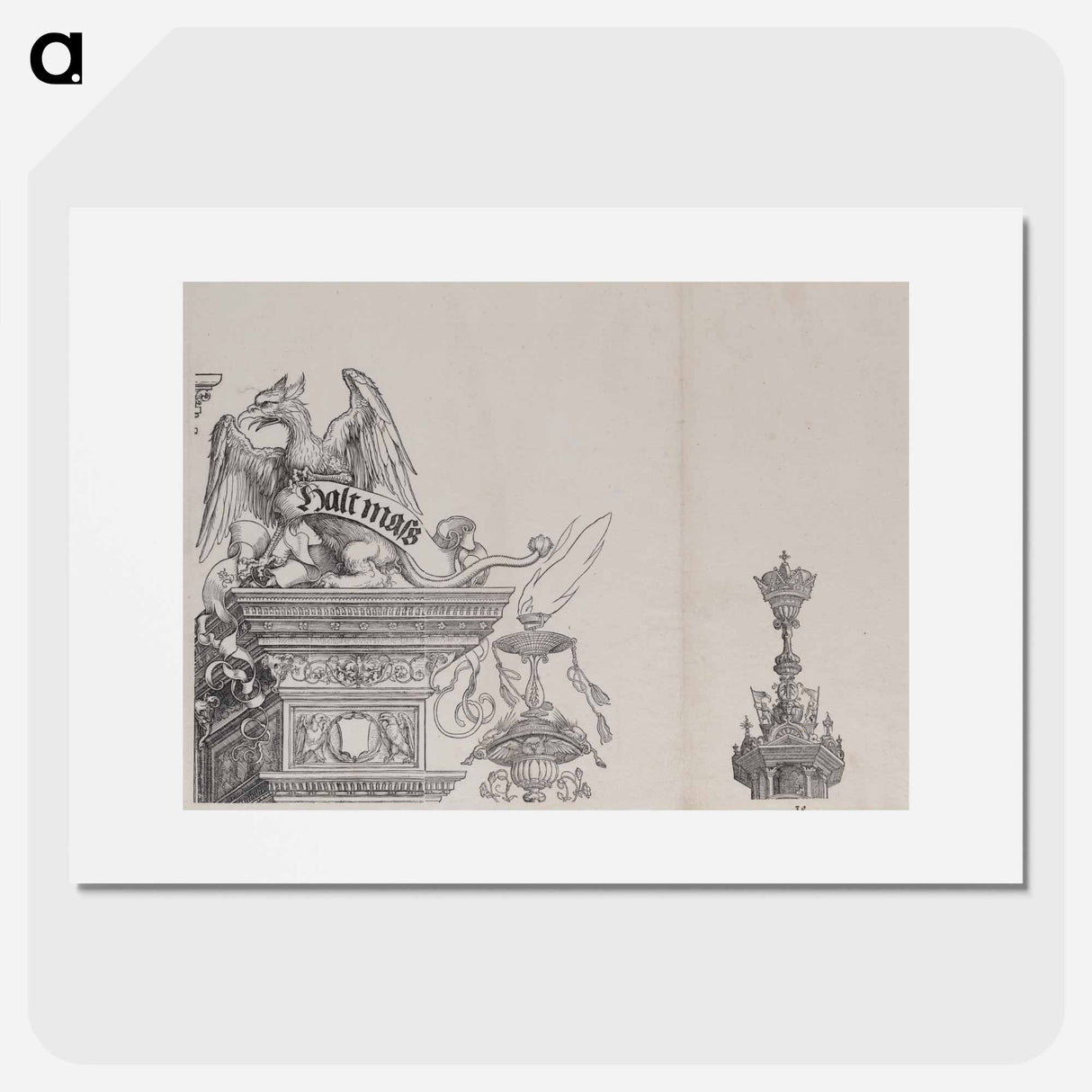 The Ornaments Atop the Right Portal, from the Arch of Honor - アルブレヒト デューラー Poster.