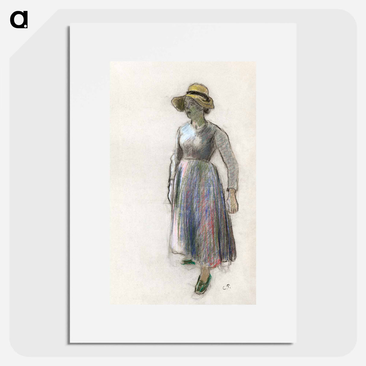 アートポスター-A Peasant Girl in a Straw Hat - カミーユ ピサロ Poster.