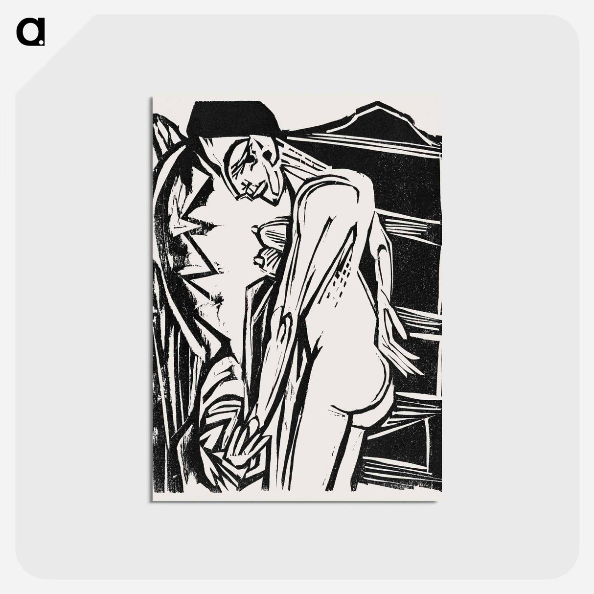 アートポストカード-Female Nude Before a Cabinet - エルンスト ルートヴィヒ キルヒナー Postcard.