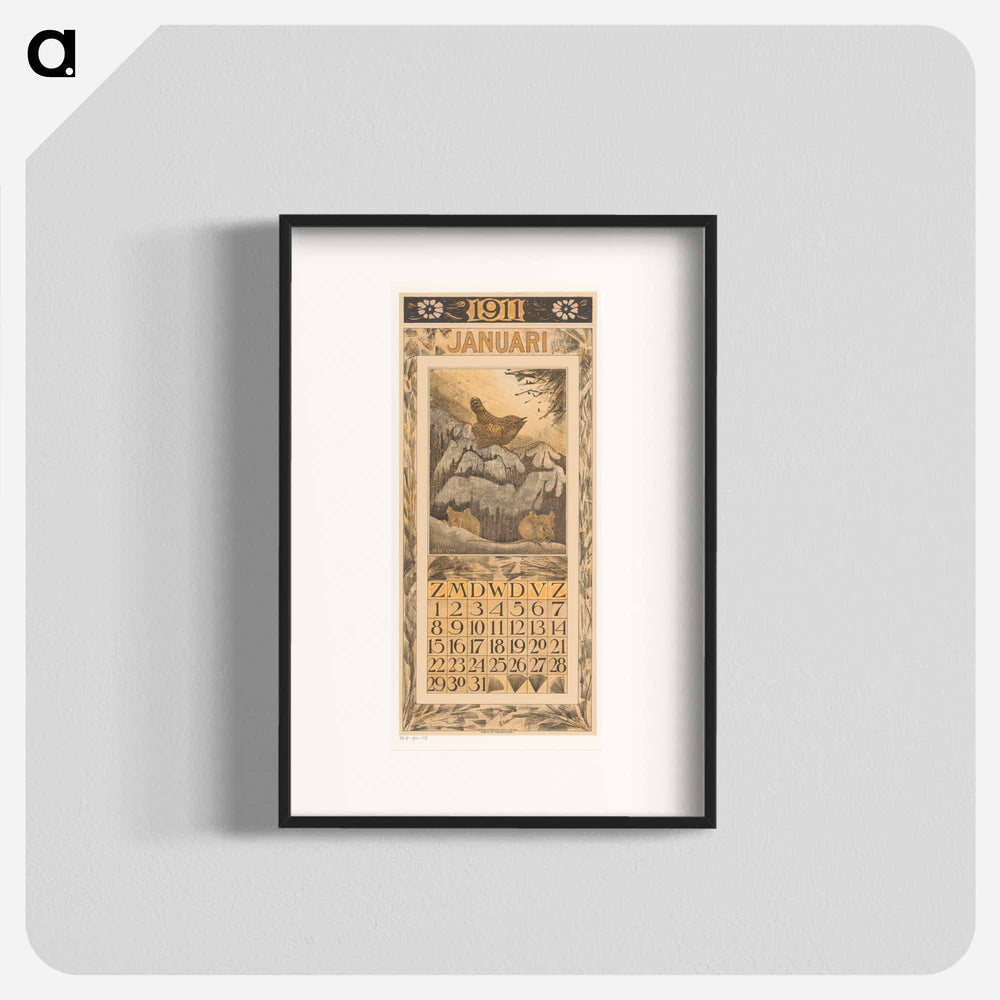 January calendar with winter flowers in the museum - Theo van Hoytema Poster.
