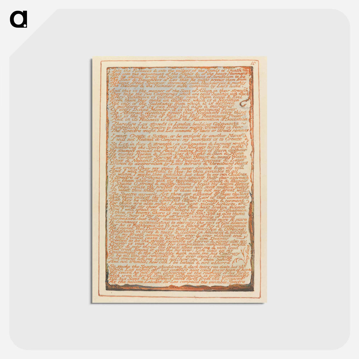 アートポストカード-Jerusalem, Plate 10, "Into the Furnaces" - ウィリアム ブレイク Postcard.