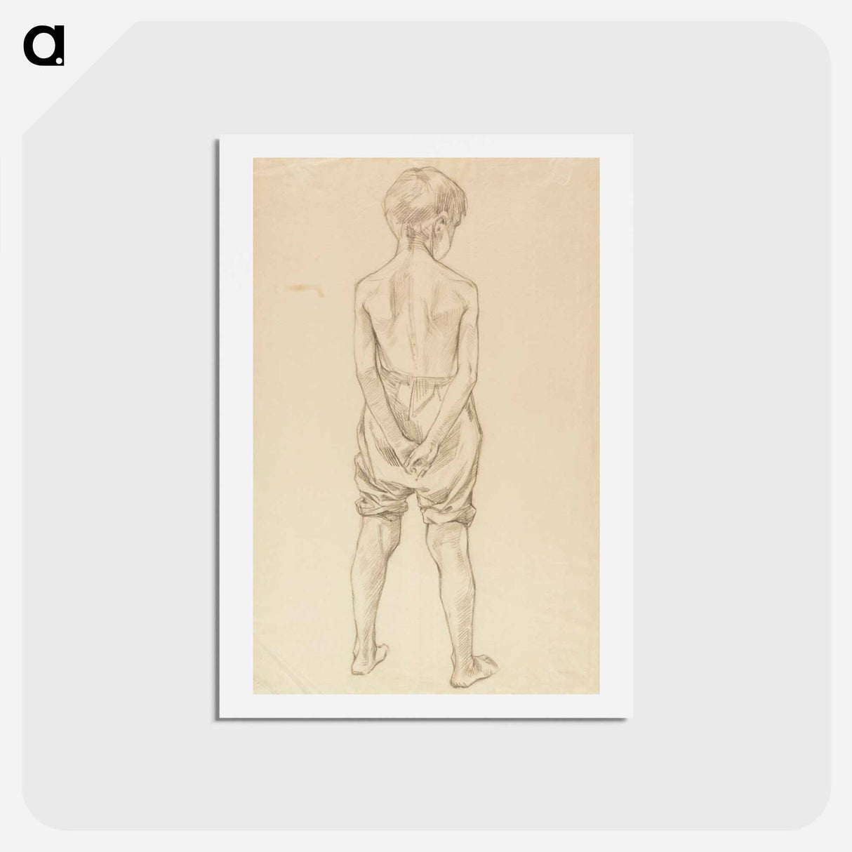 Standing young boy, study for the boys playing on the shore - アルバート エーデルフェルト Postcard.