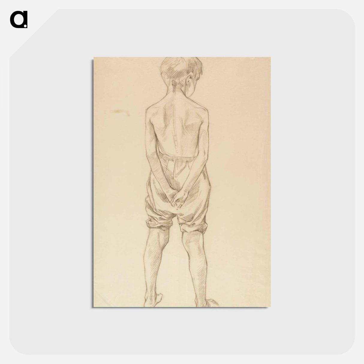 Standing young boy, study for the boys playing on the shore - アルバート エーデルフェルト Postcard.