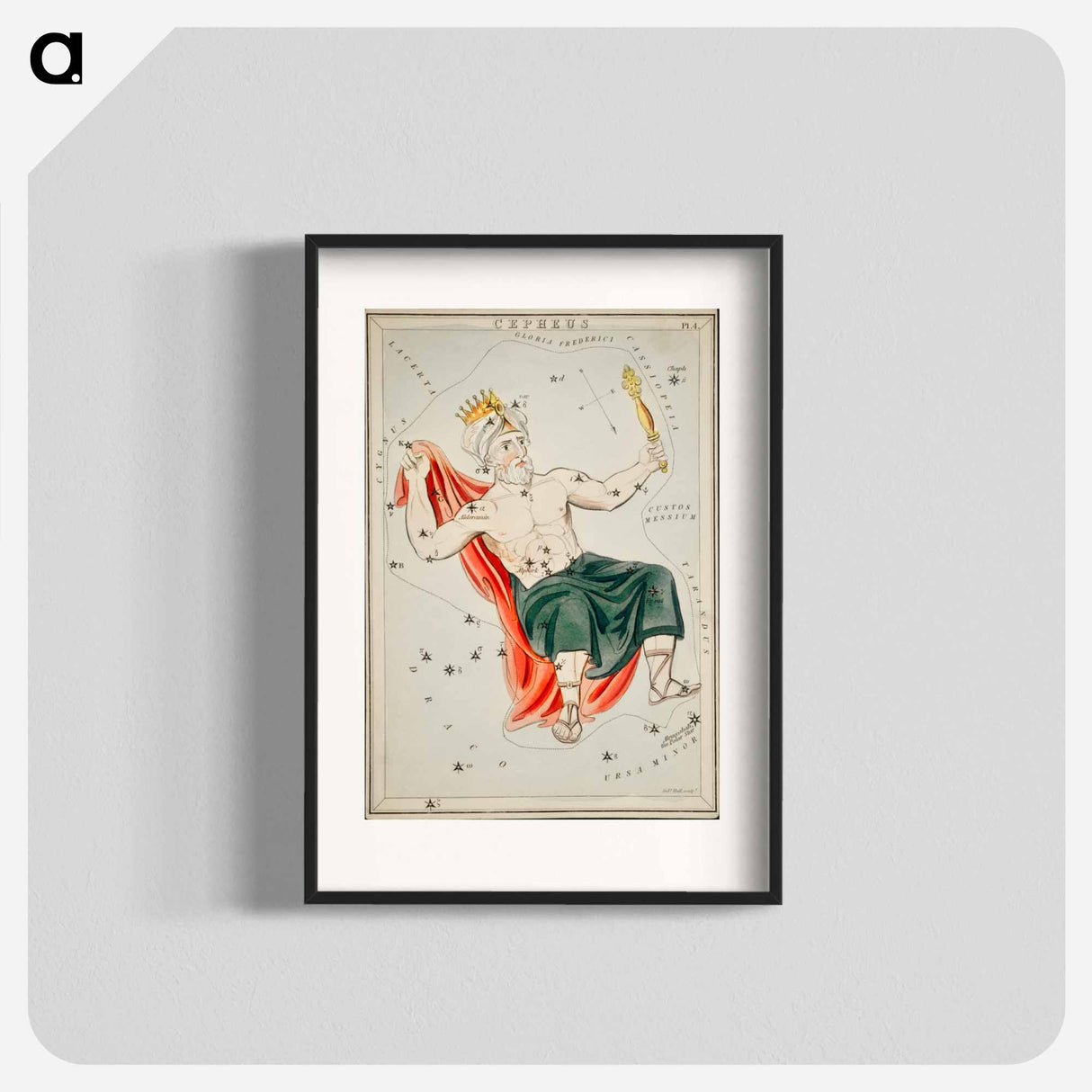 Sidney Hall’s astronomical chart illustration of the Cepheus - アンティーク地図 Poster.