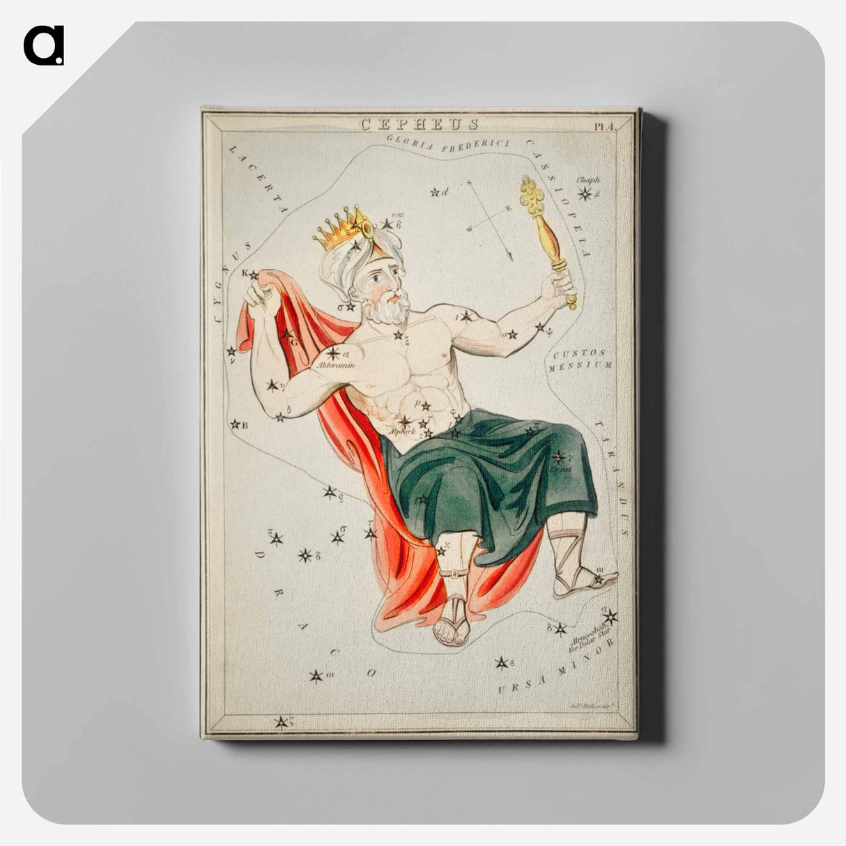 Sidney Hall’s astronomical chart illustration of the Cepheus - アンティーク地図 Canvas.