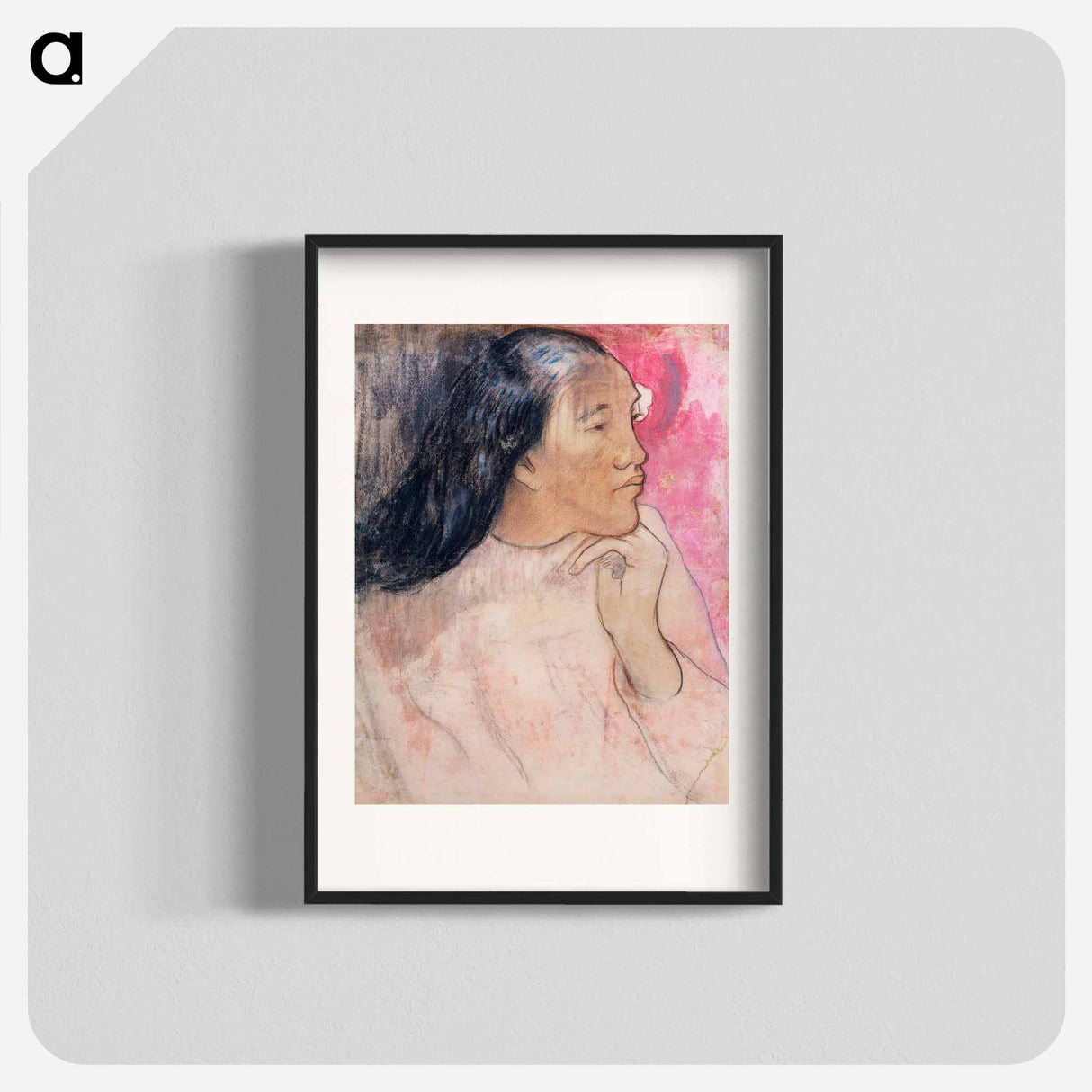 A Tahitian Woman with a Flower in Her Hair - Paul Gauguin Poster.