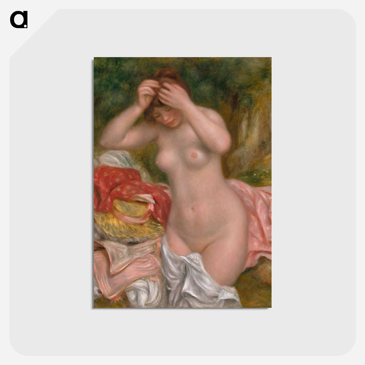 アートポストカード-Bather Arranging Her Hair - ピエール オーギュスト ルノワール Postcard.