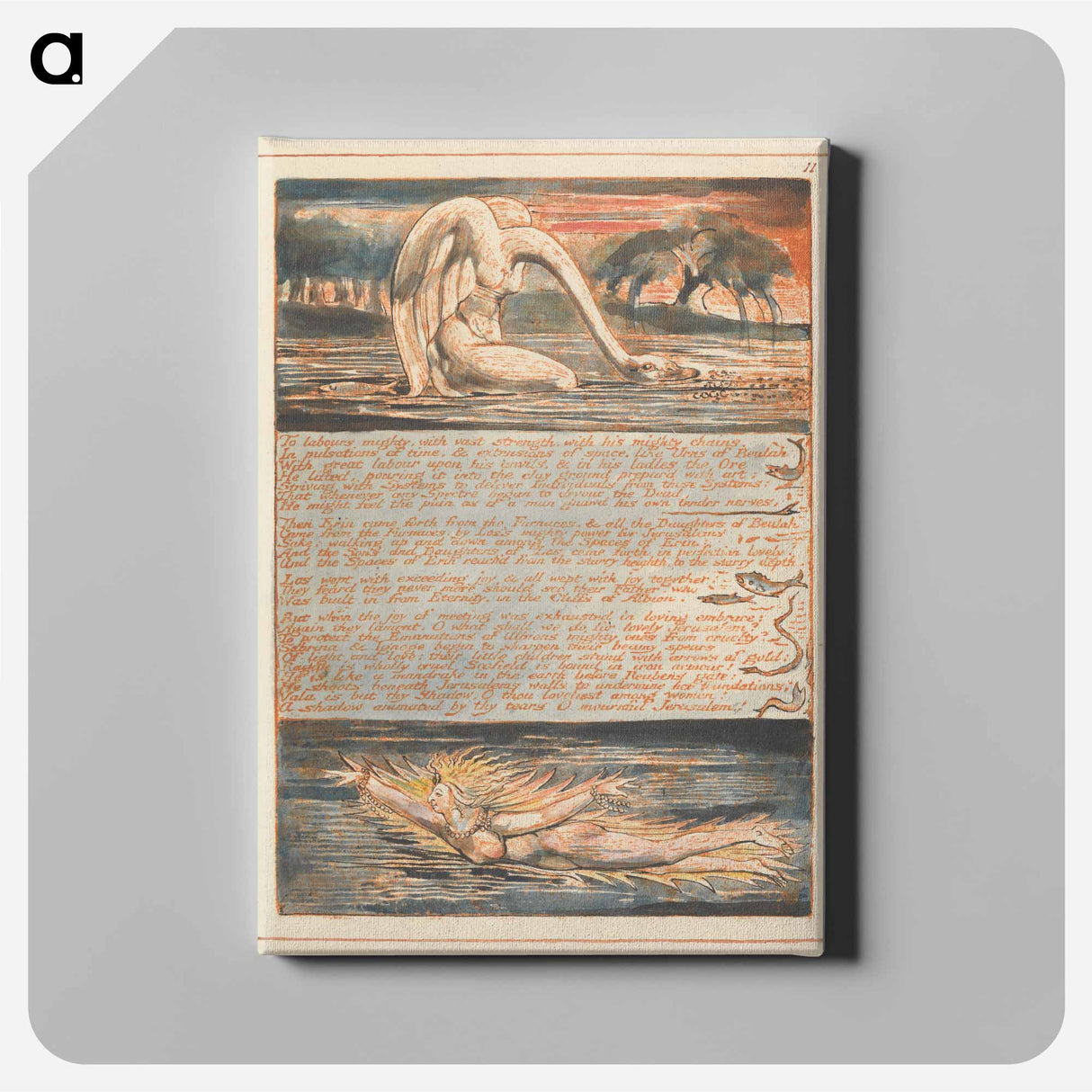 Jerusalem, Plate 11, "To labours mighty...." - ウィリアム ブレイク Canvas.