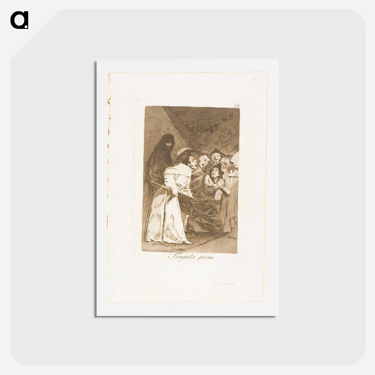 アートポストカード-Swallow it, dog, plate 58 from Los Caprichos - フランシスコ デ ゴヤ Postcard.