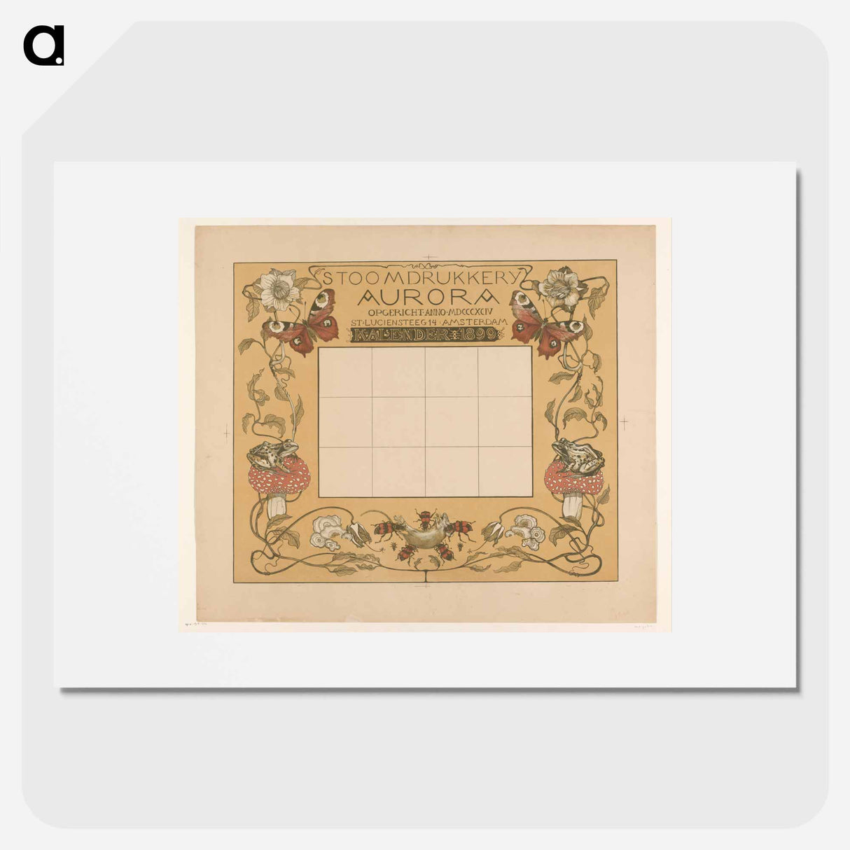 Calendar of the year 1899, with flying insects and spiders - Theo van Hoytema Poster.