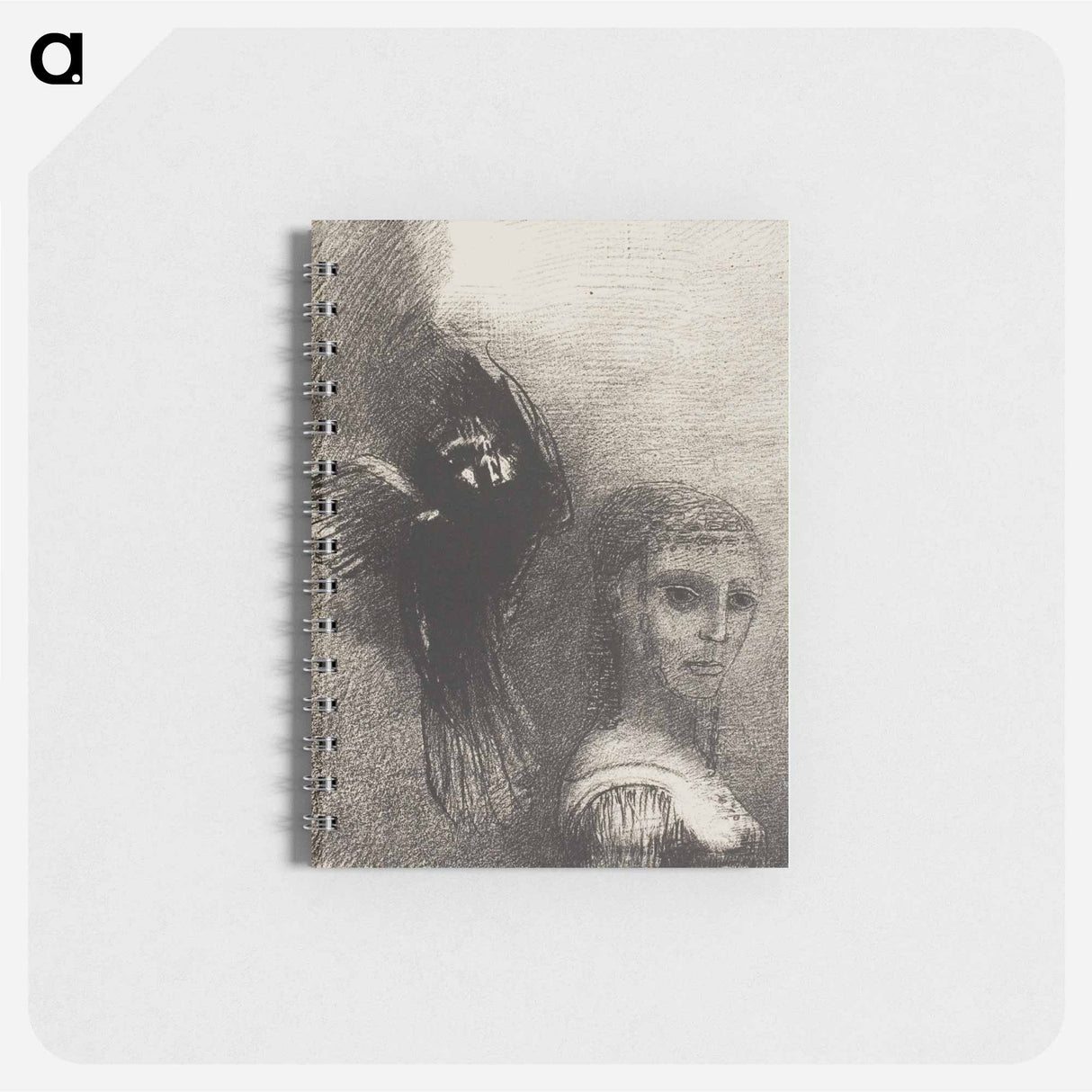 アートメモ帳-And a Large Bird, Descending From the Sky, Hurls Itself Against the Topmost Point of Her Hair - オディロン ルドン Memo.