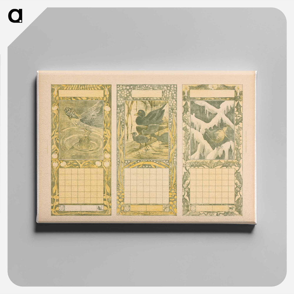 Calendar for August, June and December 1904 - Theo van Hoytema Canvas.