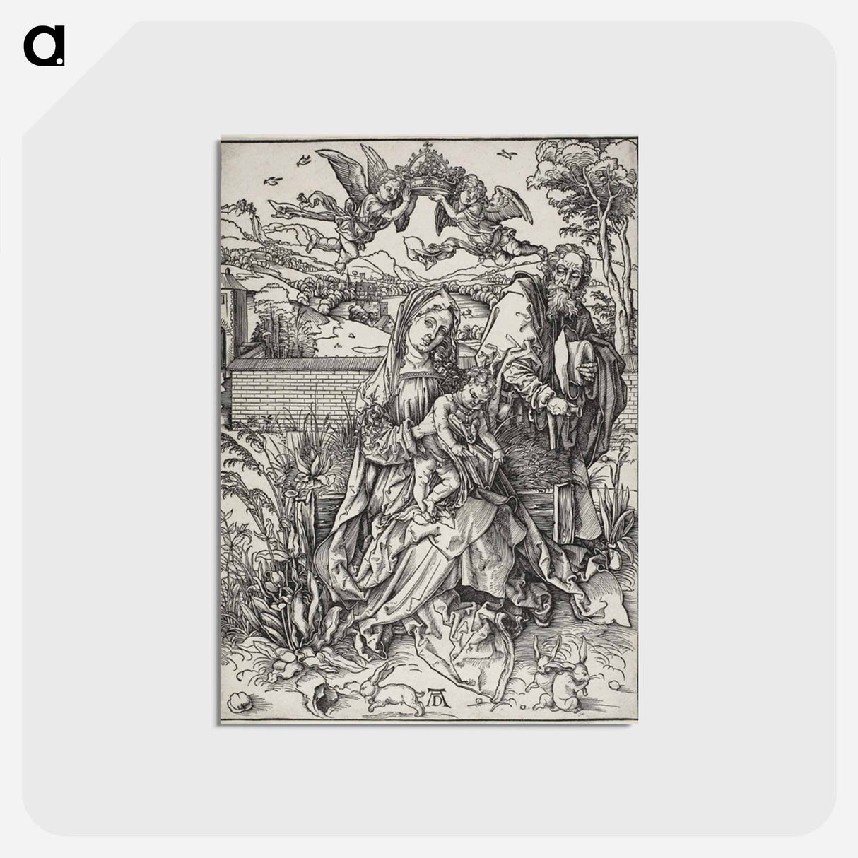 アートポストカード-The Holy Family with Three Hares - アルブレヒト デューラー Postcard.