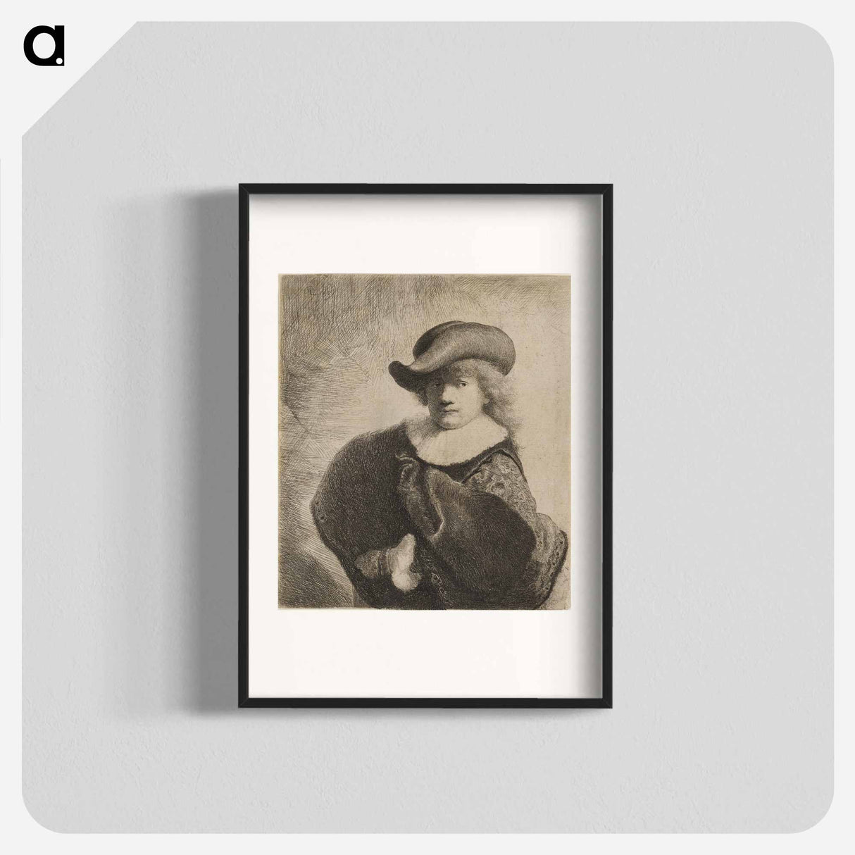 アートポスター-Rembrandt Wearing a Soft Hat Cocked - レンブラント ファン レイン Poster.