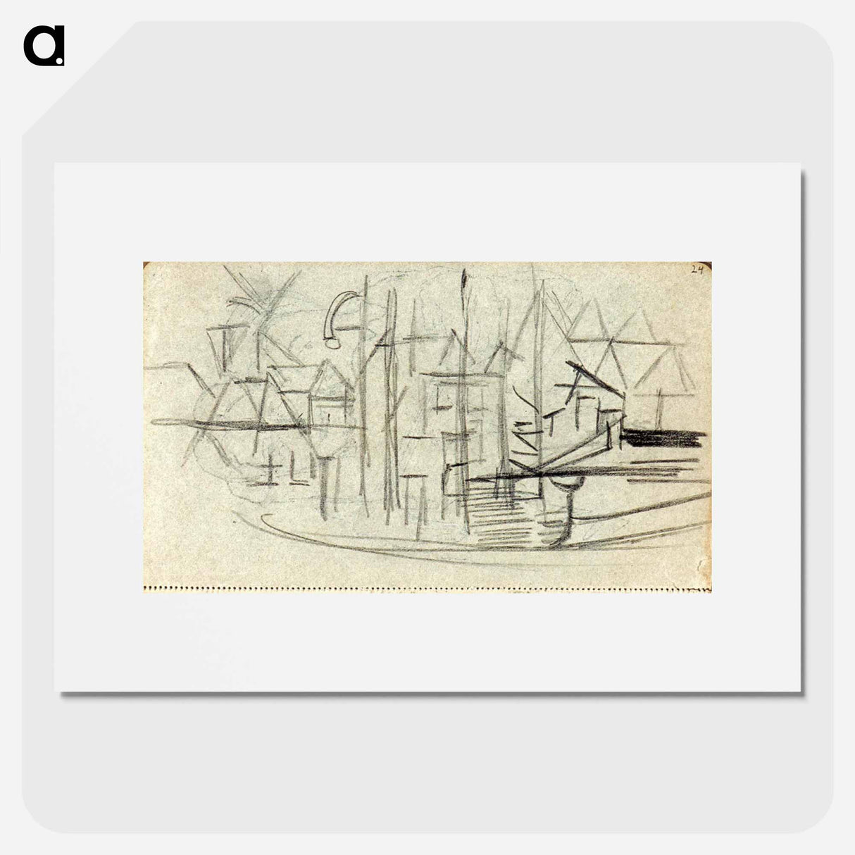 アートポスター-Abstracted cityscape from sketchbook 130 - テオ ファン ドゥースブルフ Poster.