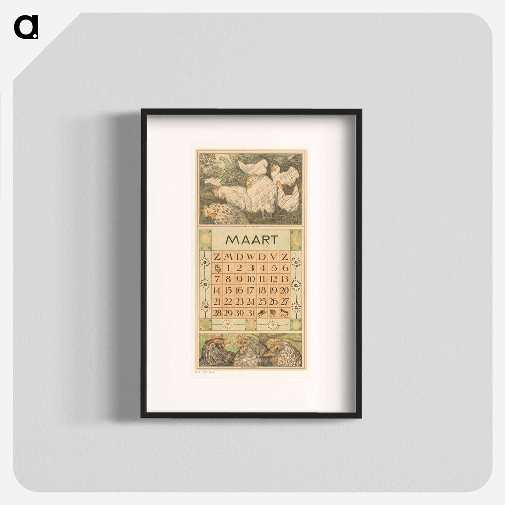 Calendar with children in the background - Theo van Hoytema Poster.