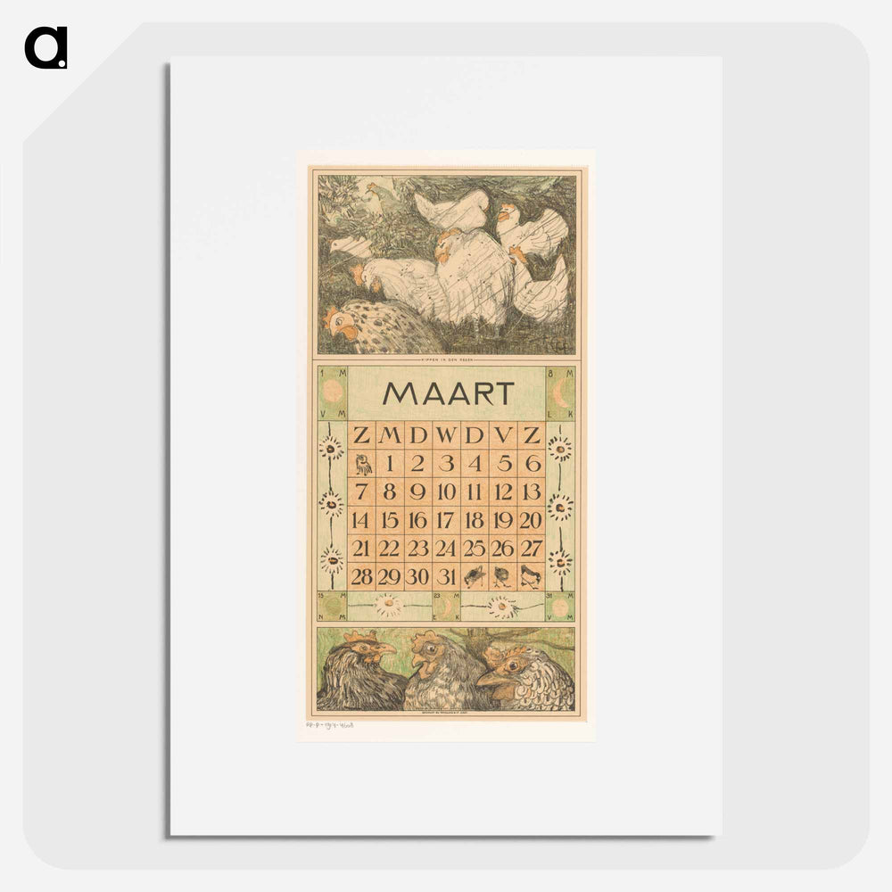 Calendar with children in the background - Theo van Hoytema Poster.