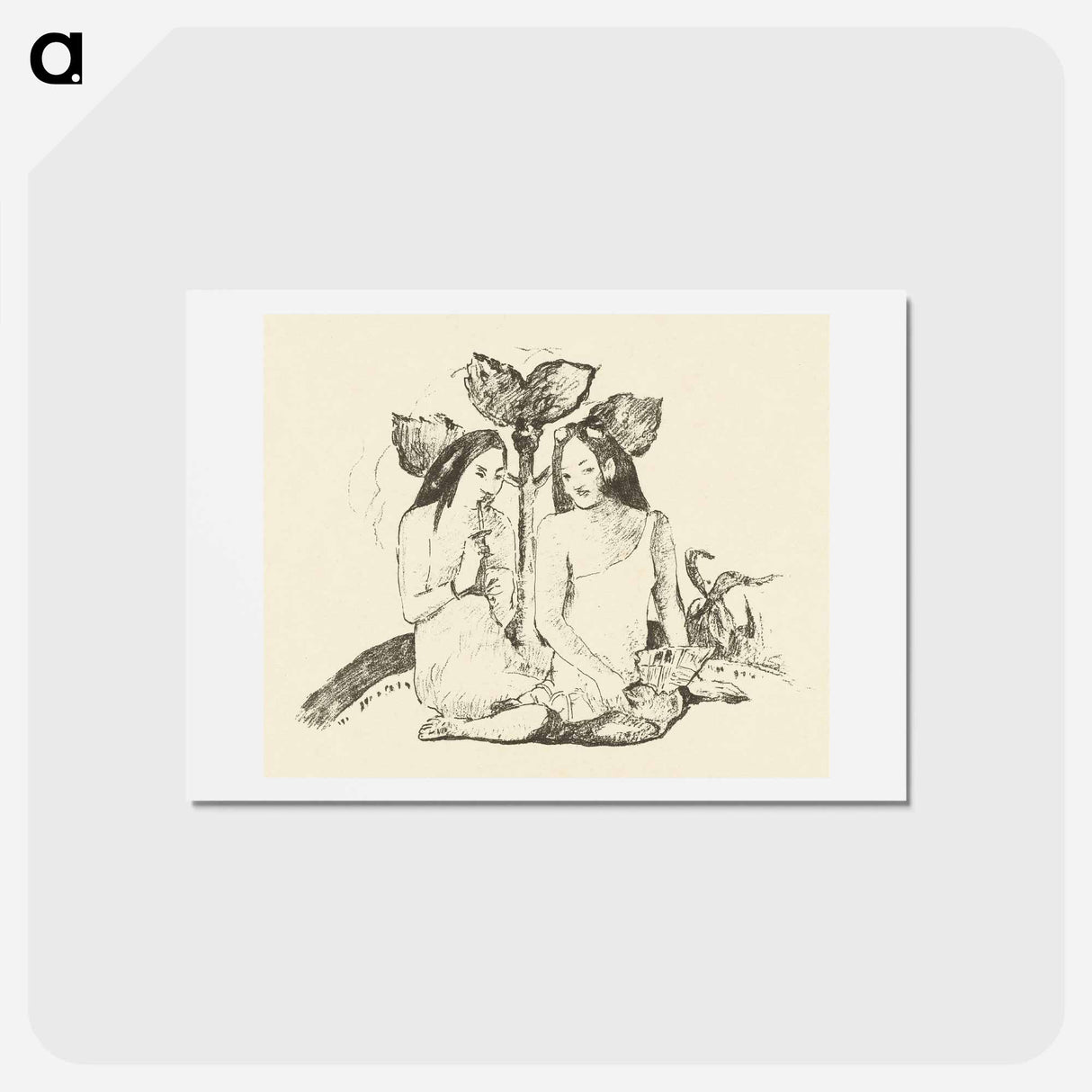 アートポストカード-Two Sitting Maori Women - ポール ゴーギャン Postcard.