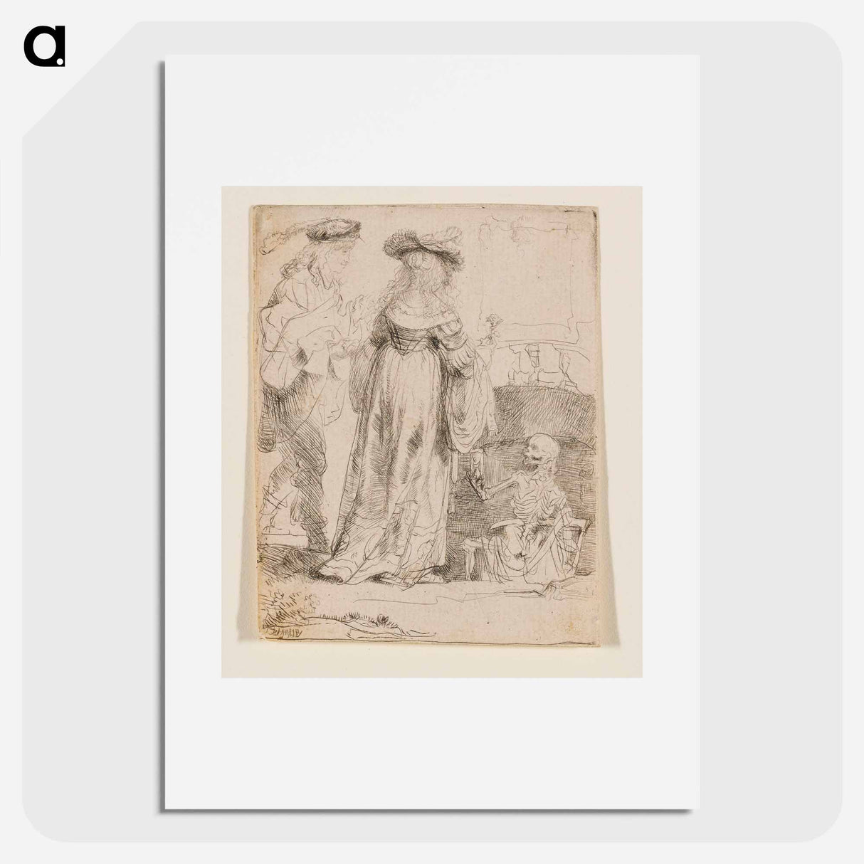 Death Appearing to a Wedded Couple from an Open Grave - レンブラント ファン レイン Poster.