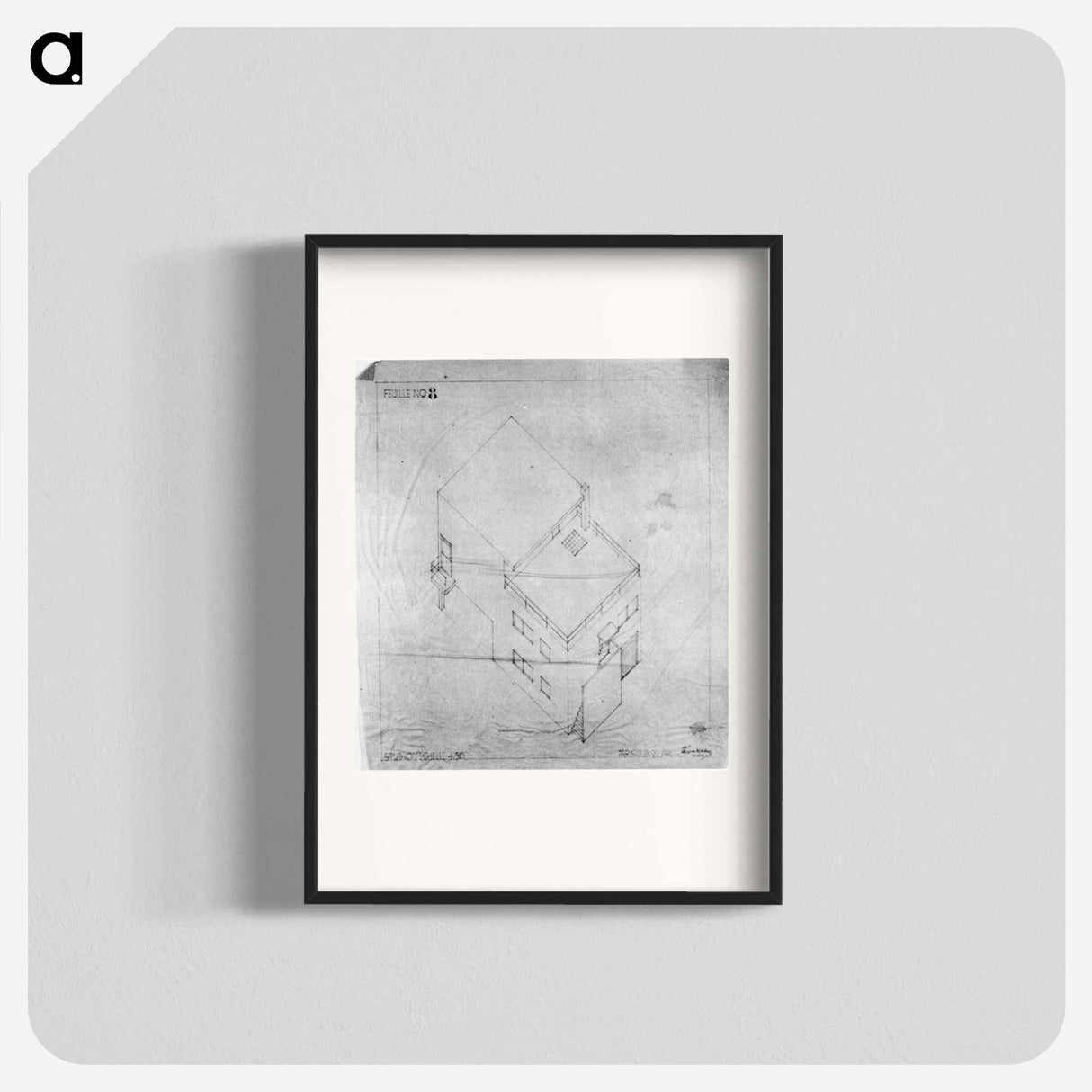アートポスター-Axonometric drawing of the house in Meudon - テオ ファン ドゥースブルフ Poster.