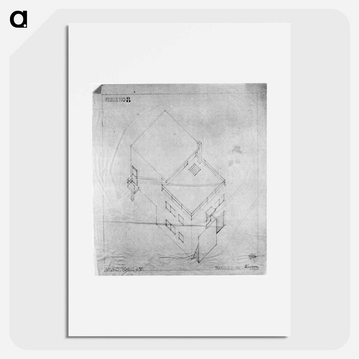 アートポスター-Axonometric drawing of the house in Meudon - テオ ファン ドゥースブルフ Poster.
