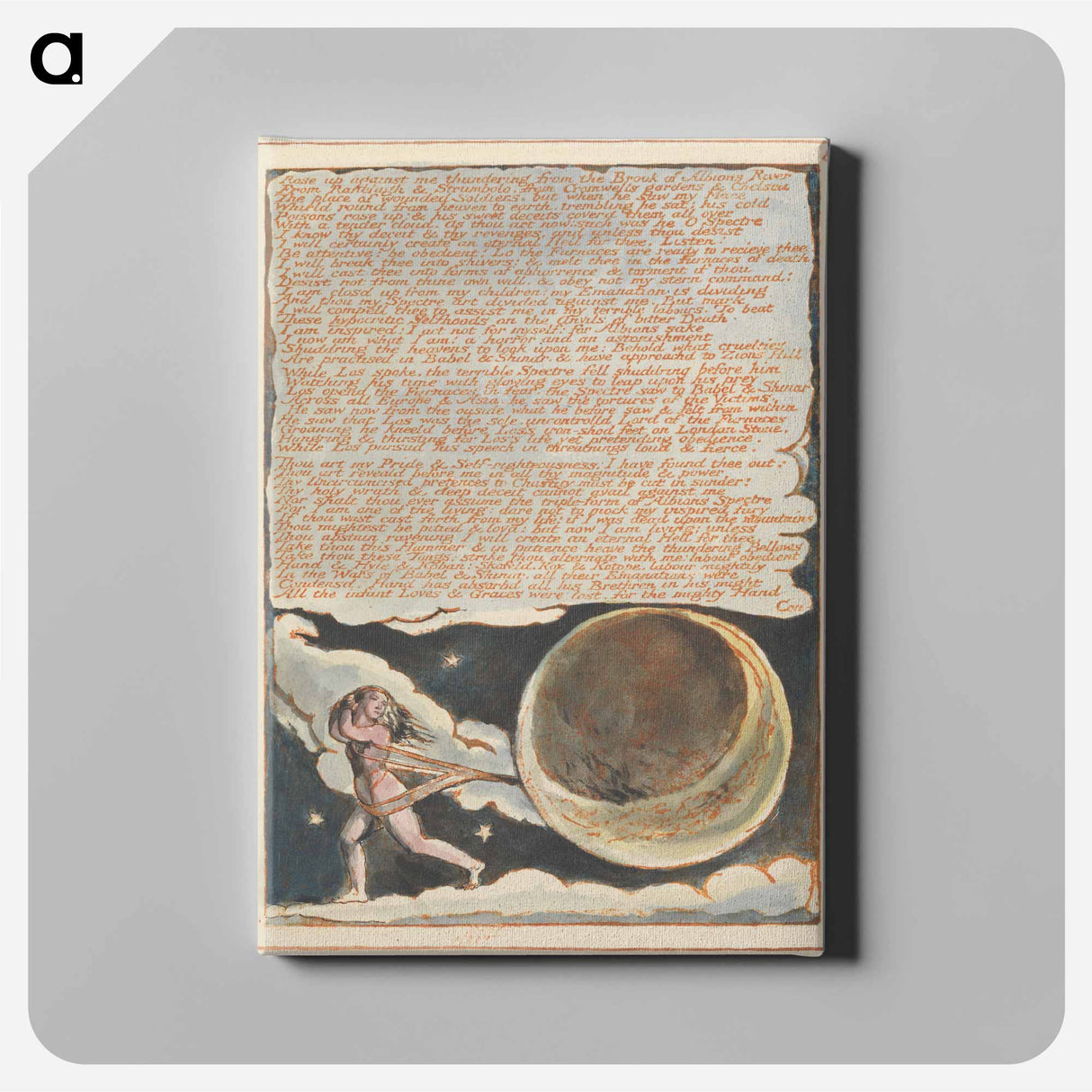 アートパネル-Jerusalem, Plate 8, "Rose up against me...." - ウィリアム ブレイク Canvas.