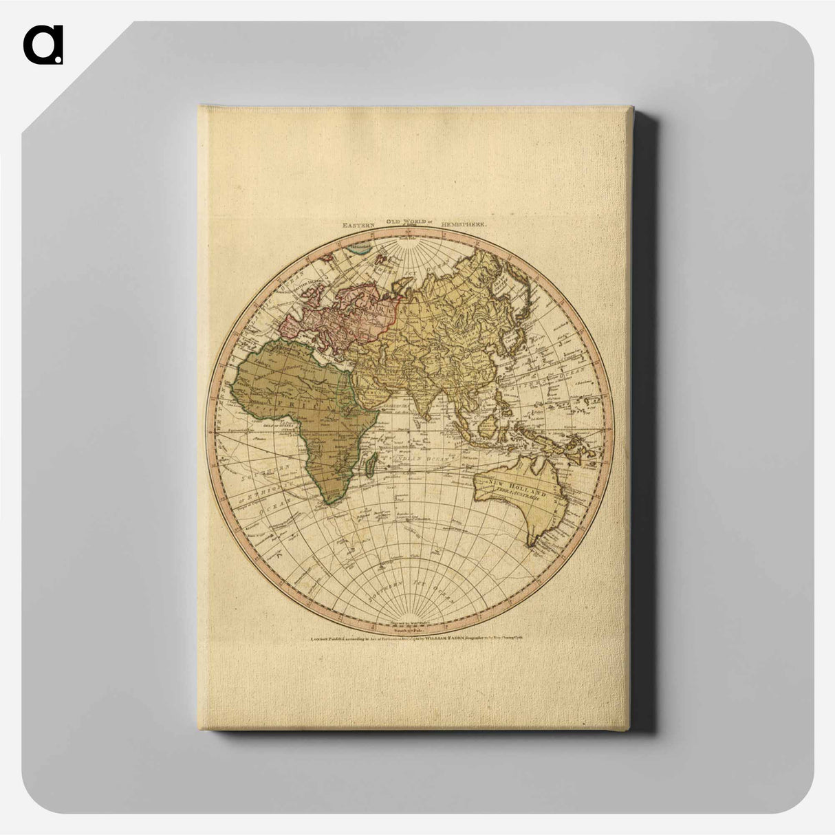 Western New World or Hemisphere. Eastern Old World or Hemisphere - アンティーク地図 Canvas.