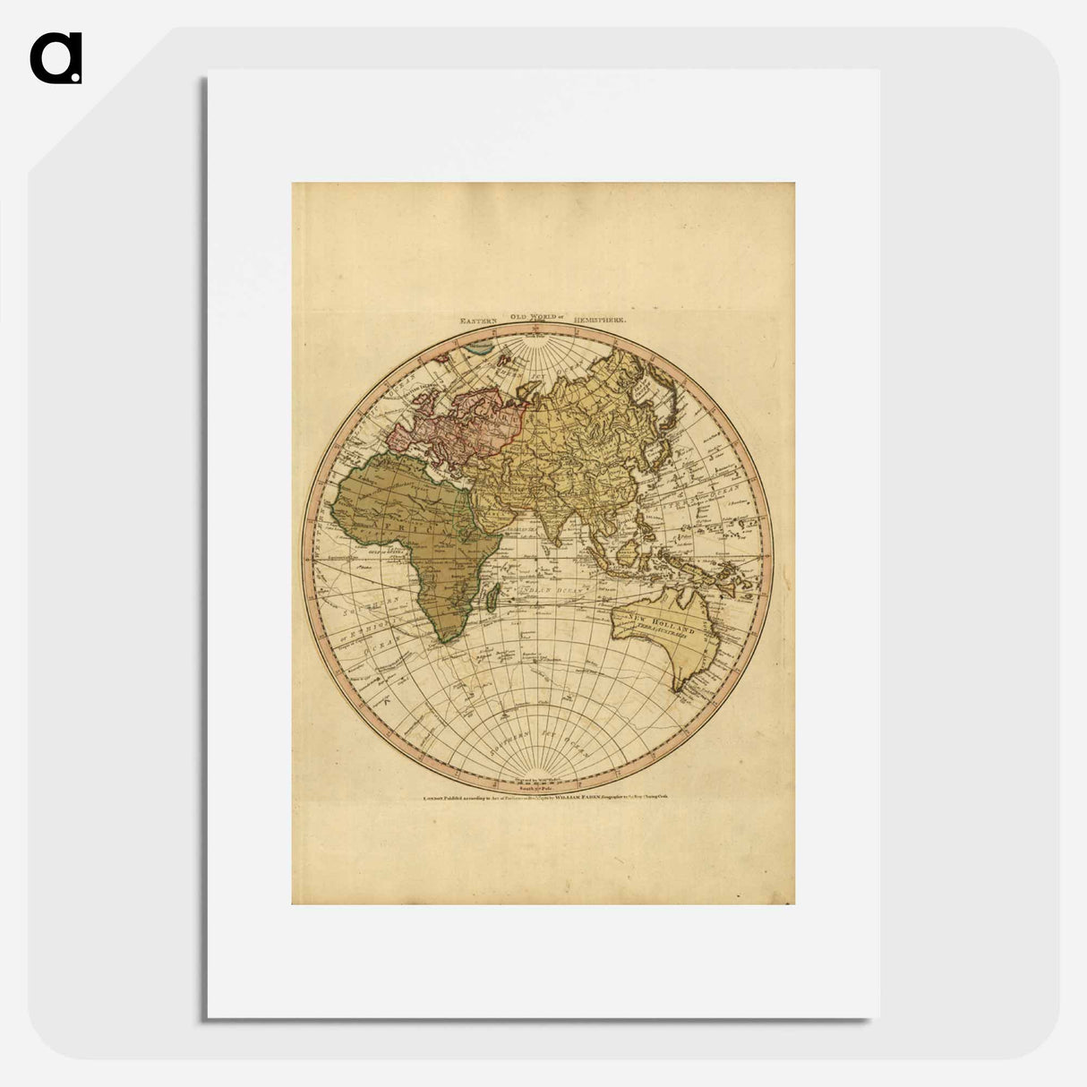 Western New World or Hemisphere. Eastern Old World or Hemisphere - アンティーク地図 Poster.