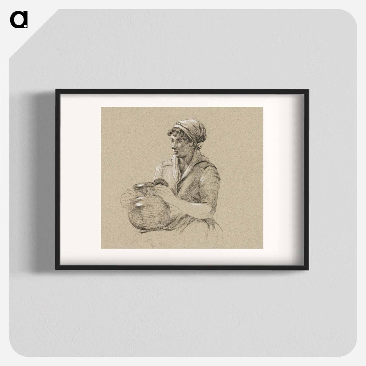 Sitting girl with a big jug - ジャン ベルナール Poster.