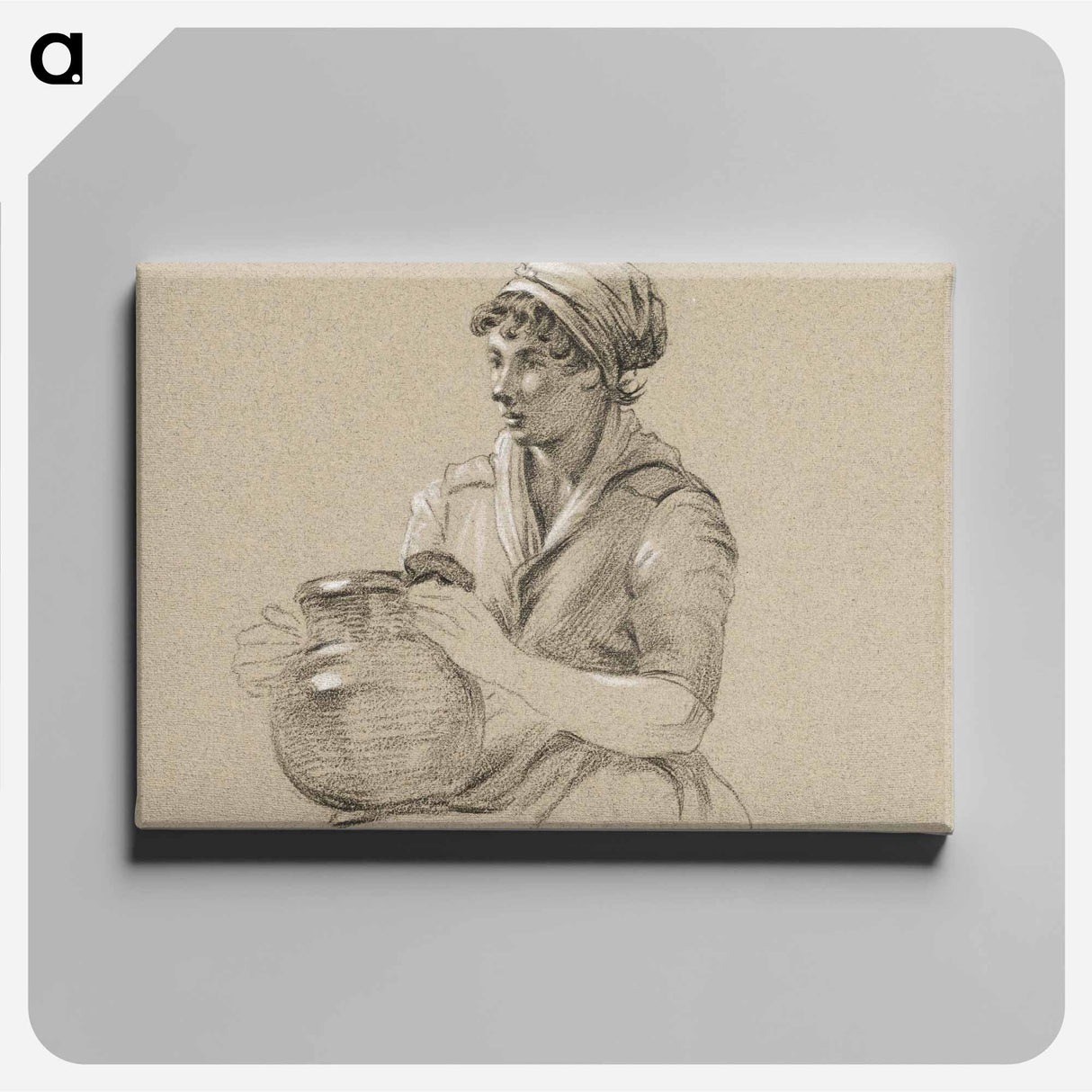 アートパネル-Sitting girl with a big jug - ジャン ベルナール Canvas.
