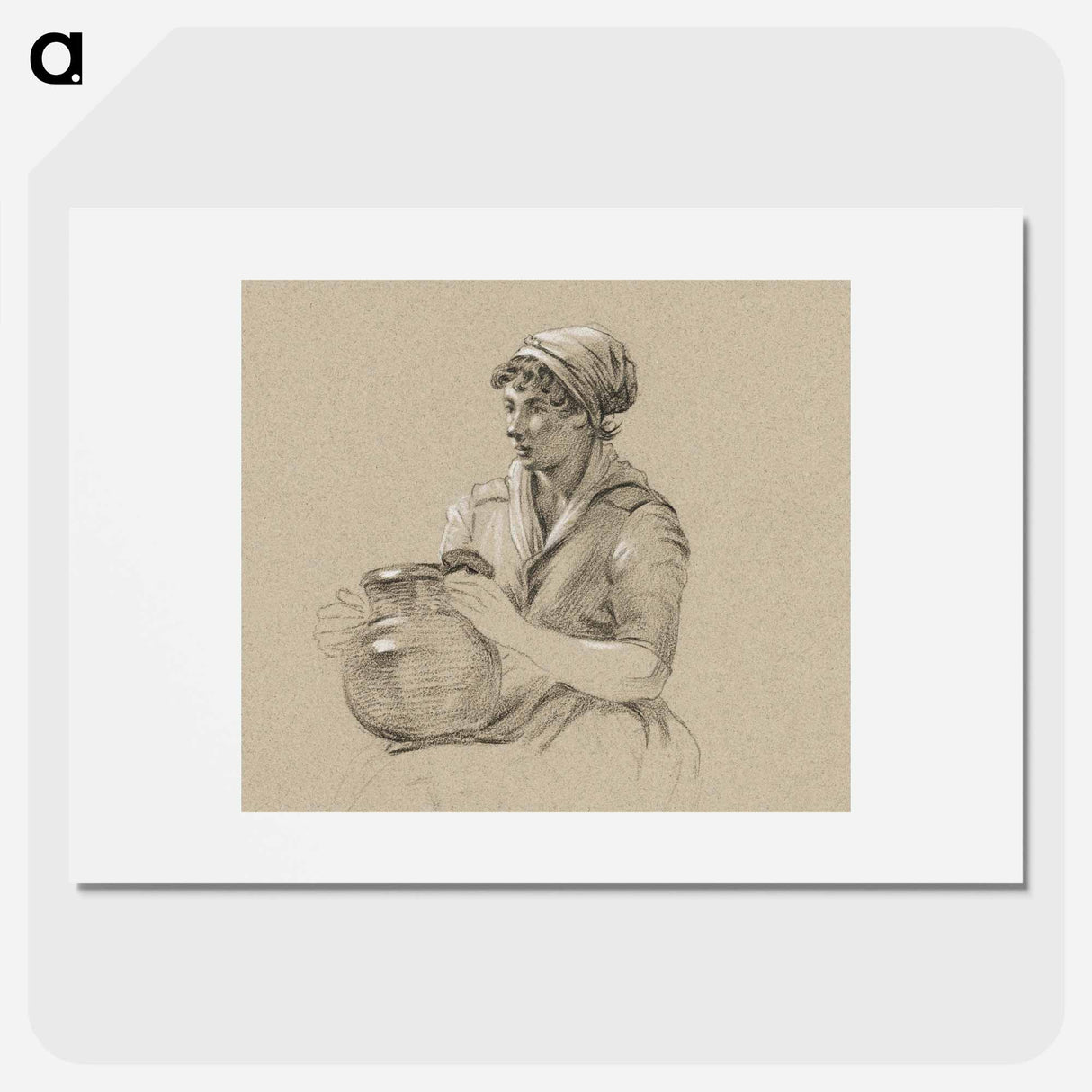 Sitting girl with a big jug - ジャン ベルナール Poster.
