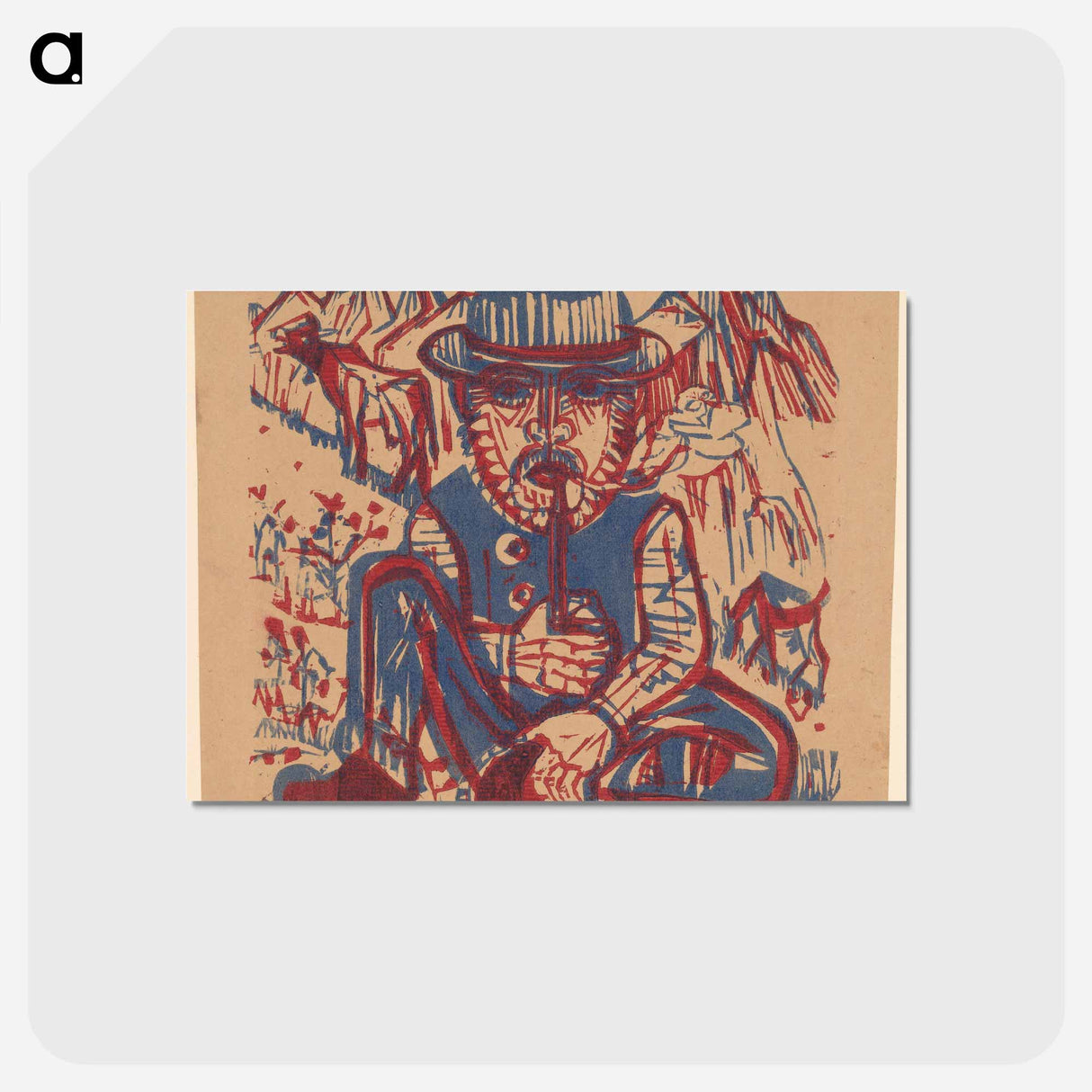 アートポストカード-Smoking Peasant - エルンスト ルートヴィヒ キルヒナー Postcard.