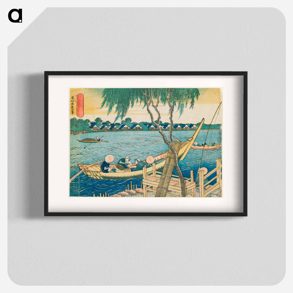Line-fishing in the Miyato River - Katsushika Hokusai Poster.