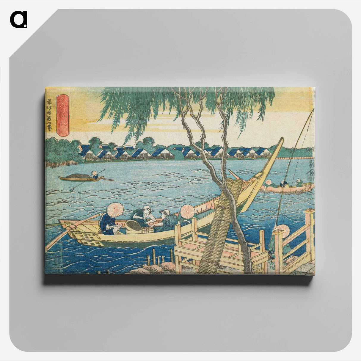 アートパネル-Line-fishing in the Miyato River - 葛飾 北斎 Canvas.