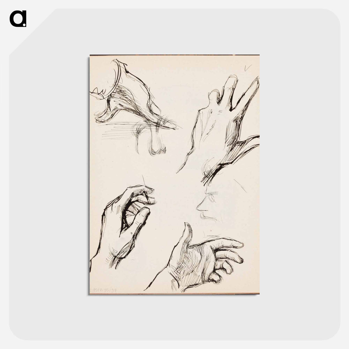 アートポストカード-(unknown) part of a sketchbook - アルバート エーデルフェルト Postcard.