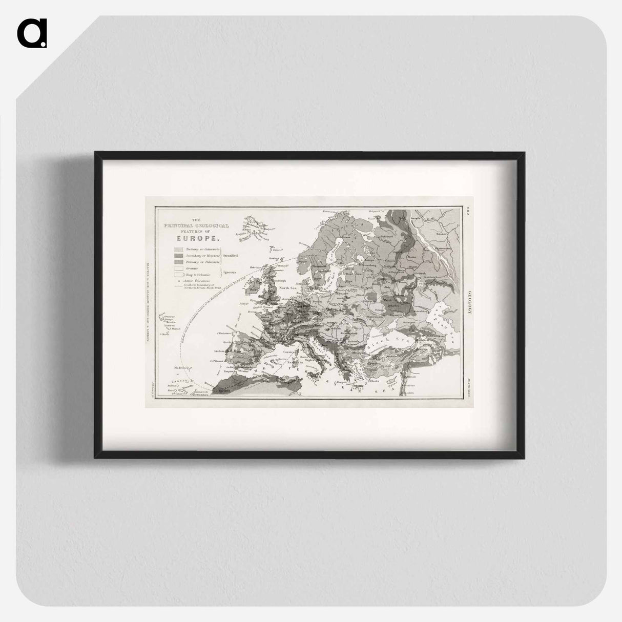 Geology, The Principal Features of Europe Geological - アンティーク地図 Poster.