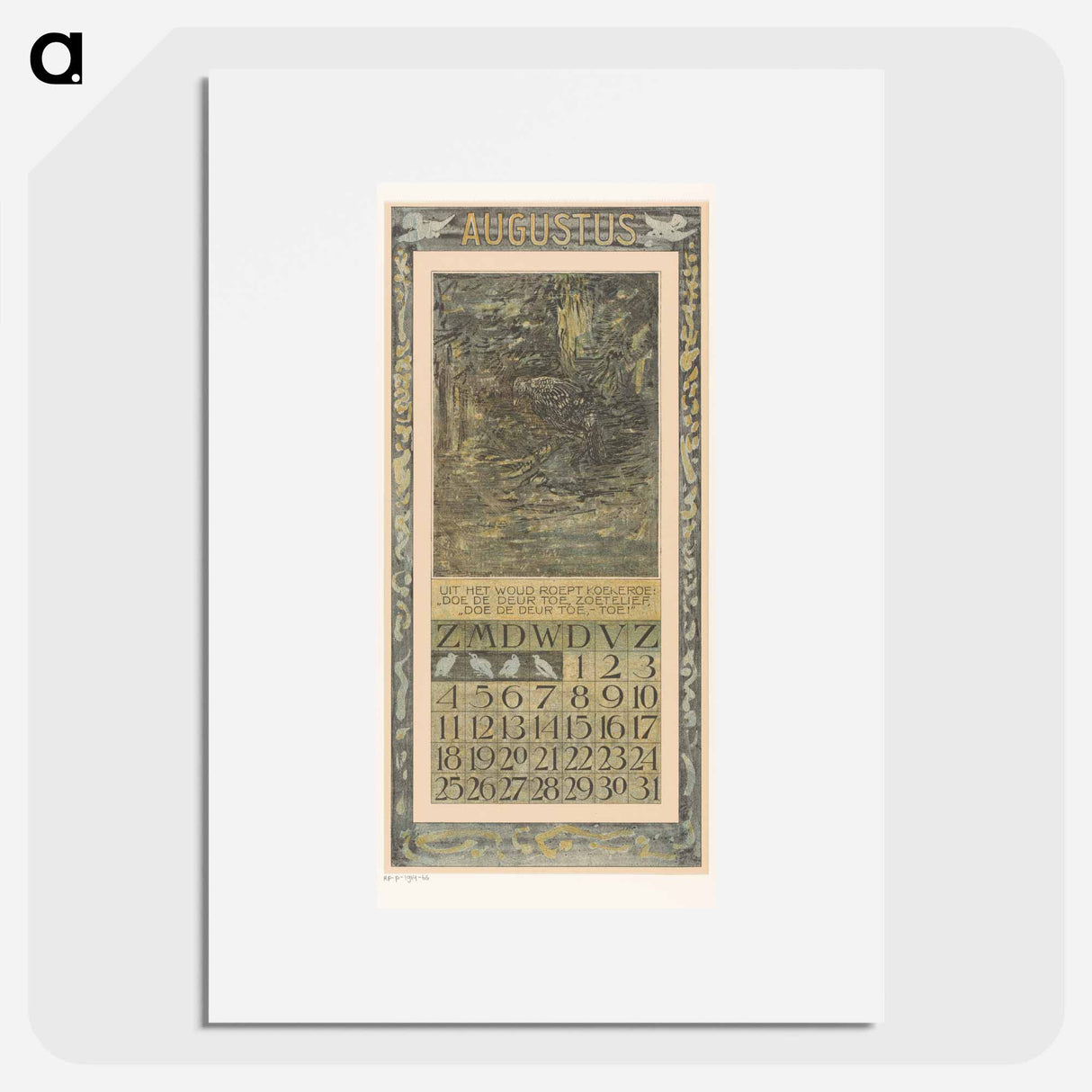 Calendar Augustus meets Vogel in his bos - Theo van Hoytema Poster.