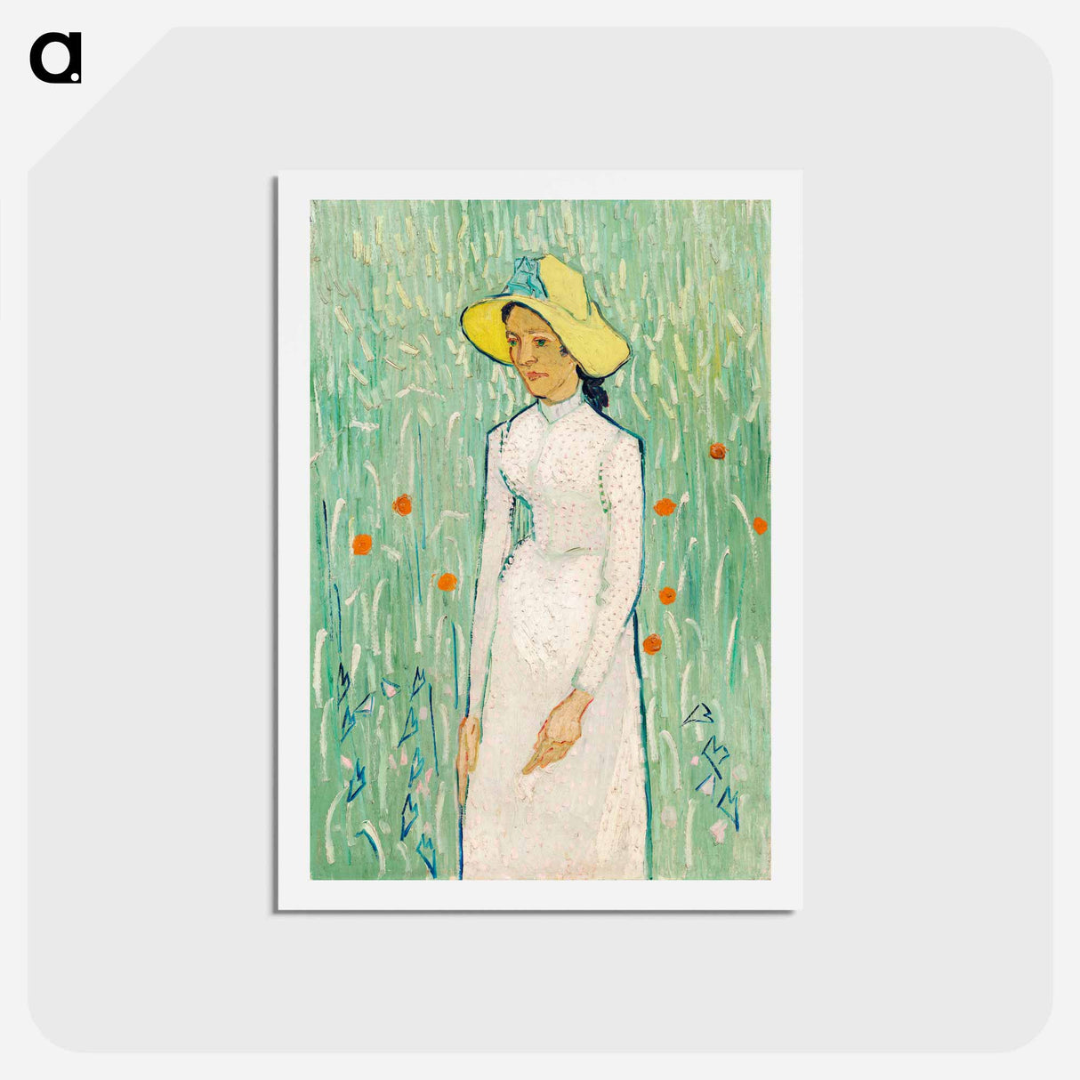 アートポストカード-Girl in White - フィンセント ファン ゴッホ Postcard.